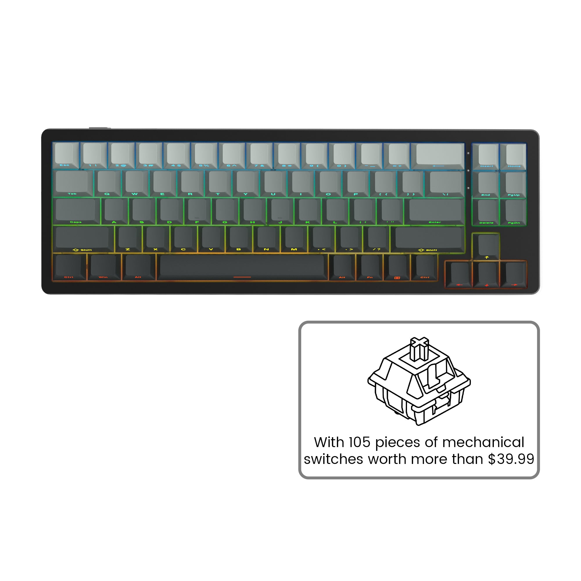 Womier SK71 Wireless 68% Aluminum Gasket Mechanical Keyboard (7 Colors)