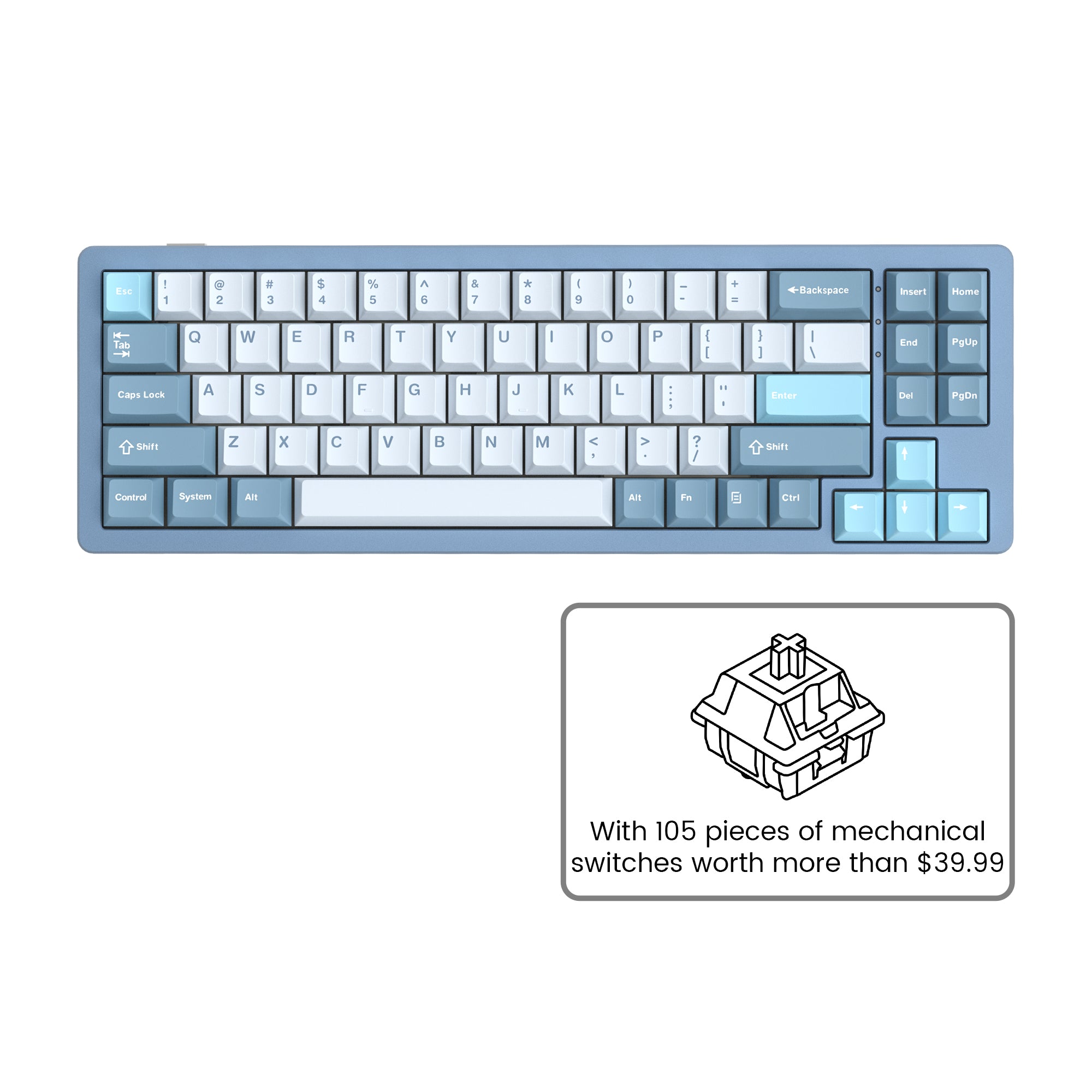 Womier SK71 Wireless 68% Aluminum Gasket Mechanical Keyboard (7 Colors)