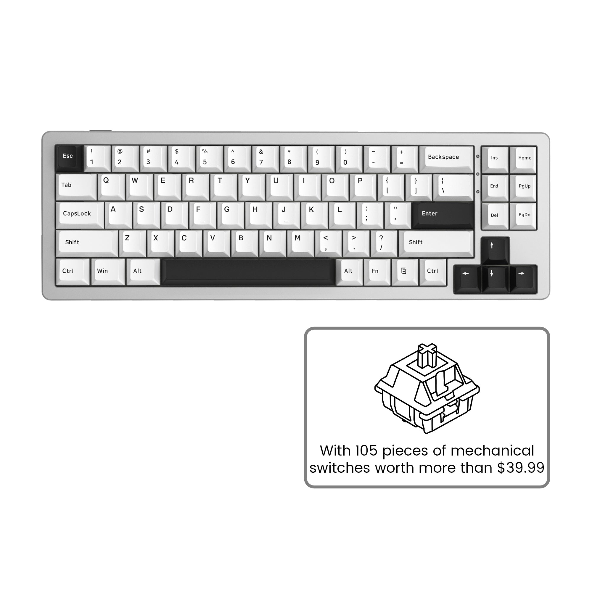 Womier SK71 Wireless 68% Aluminum Gasket Mechanical Keyboard (7 Colors)