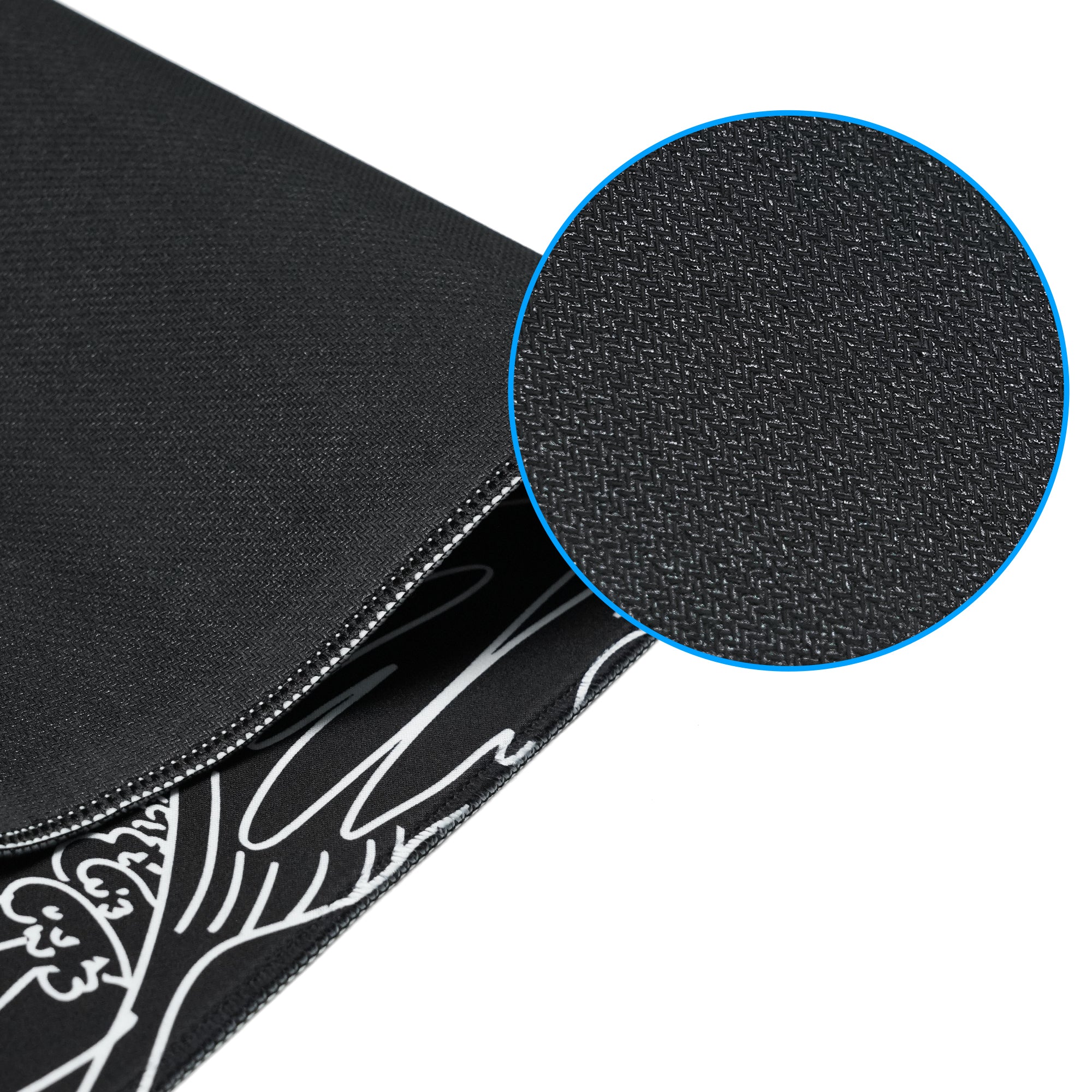 Womier Kanagawa Outline Themed Large Desk Mat (Black/White)
