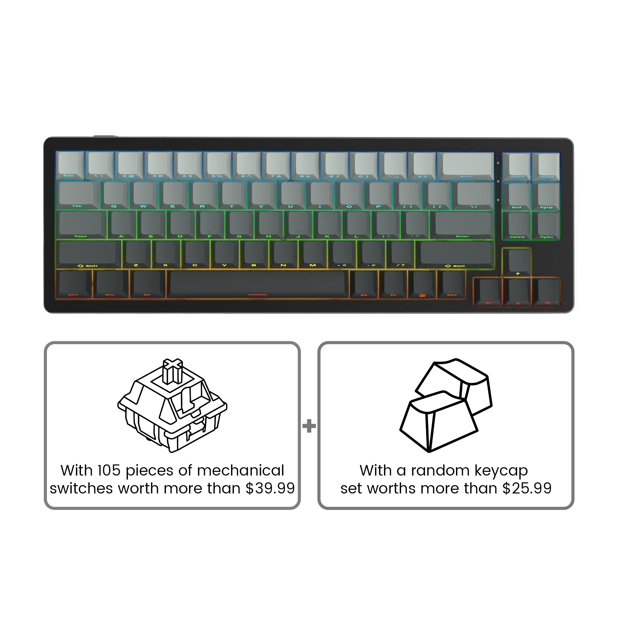 Womier SK71 Wireless 68% Aluminum Gasket Mechanical Keyboard (7 Colors)