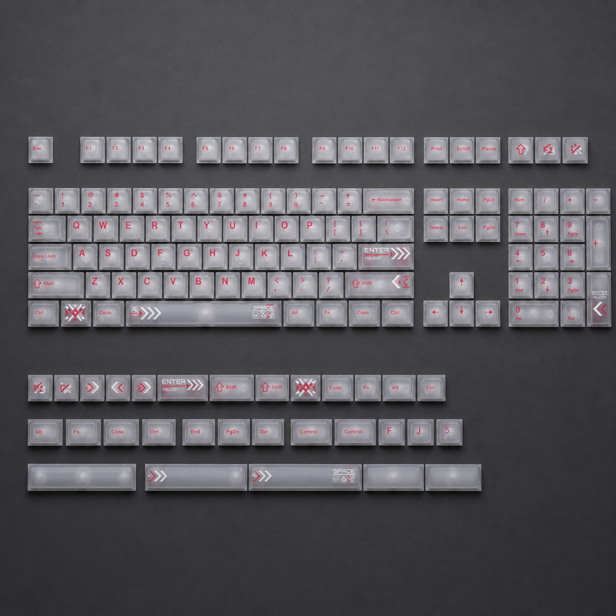 Womier Clear White Printed Translucent Cherry Profile Keycaps (113‑Key)