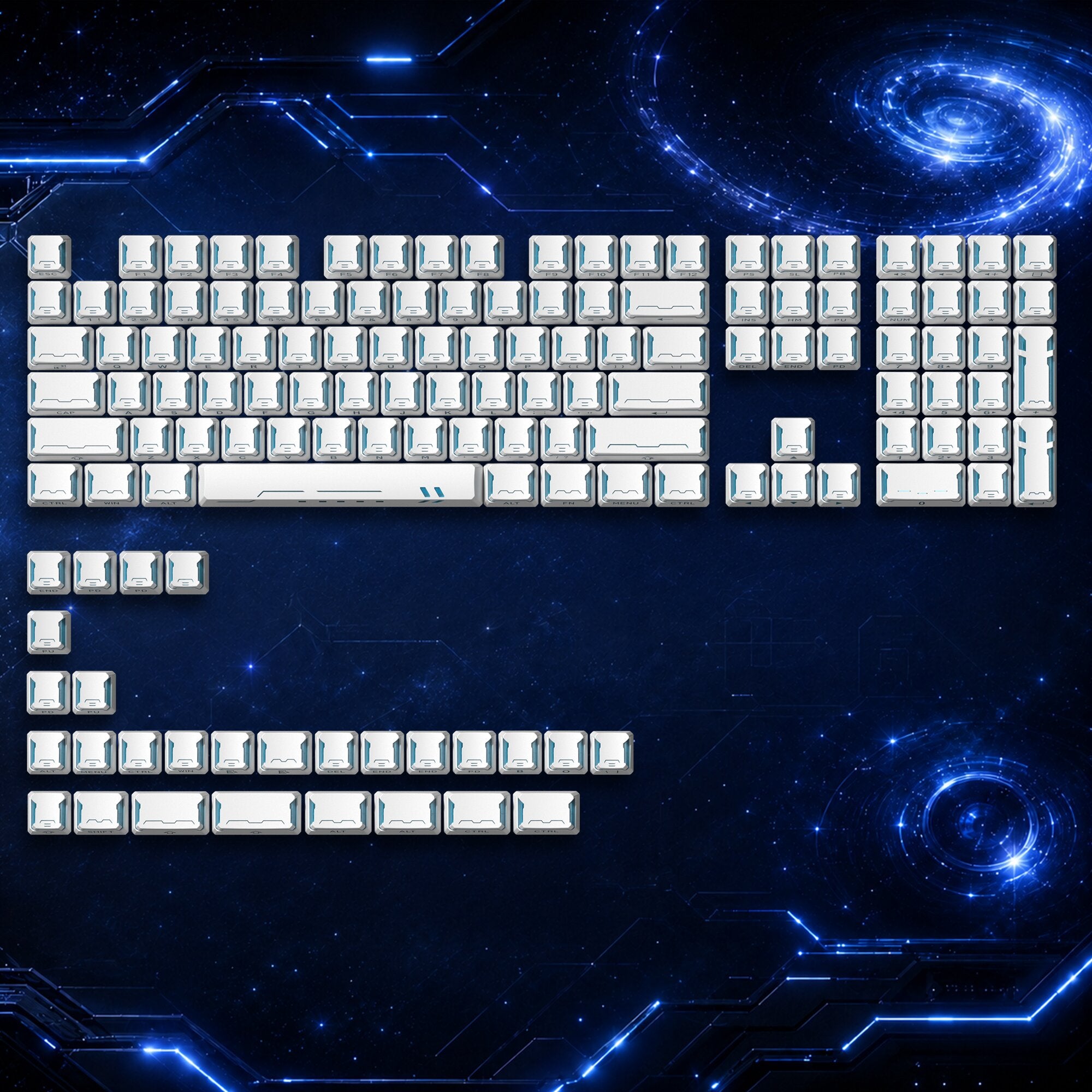 Womier Star Prism White-Blue Cherry Profile Shine-Through Keycap Set (136-Key)