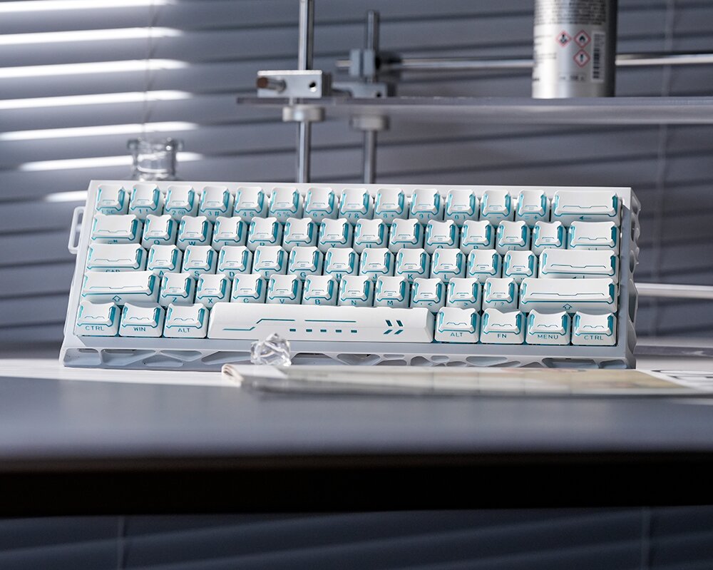 Womier Star Prism White-Blue Cherry Profile Shine-Through Keycap Set (136-Key)
