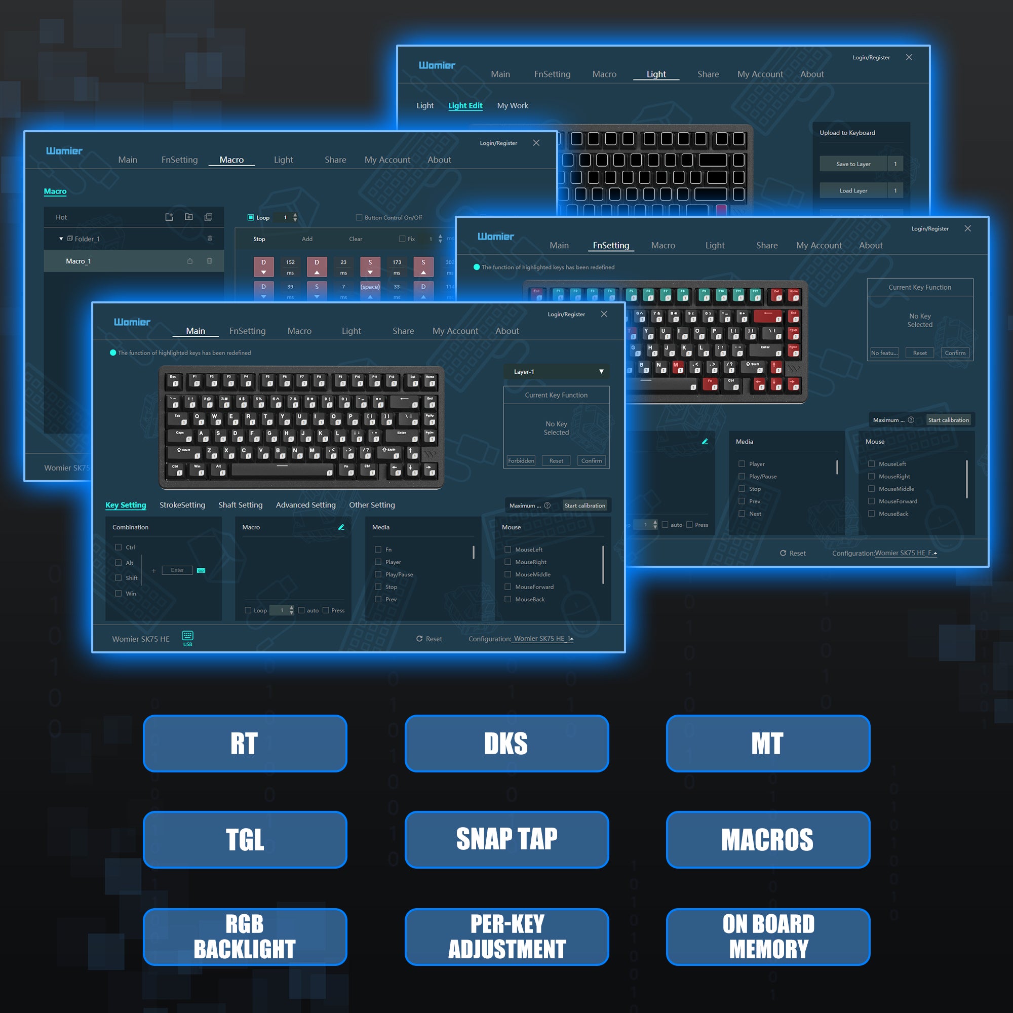 Womier SK75 TMR Wireless Magnetic Switch Aluminum Keyboard