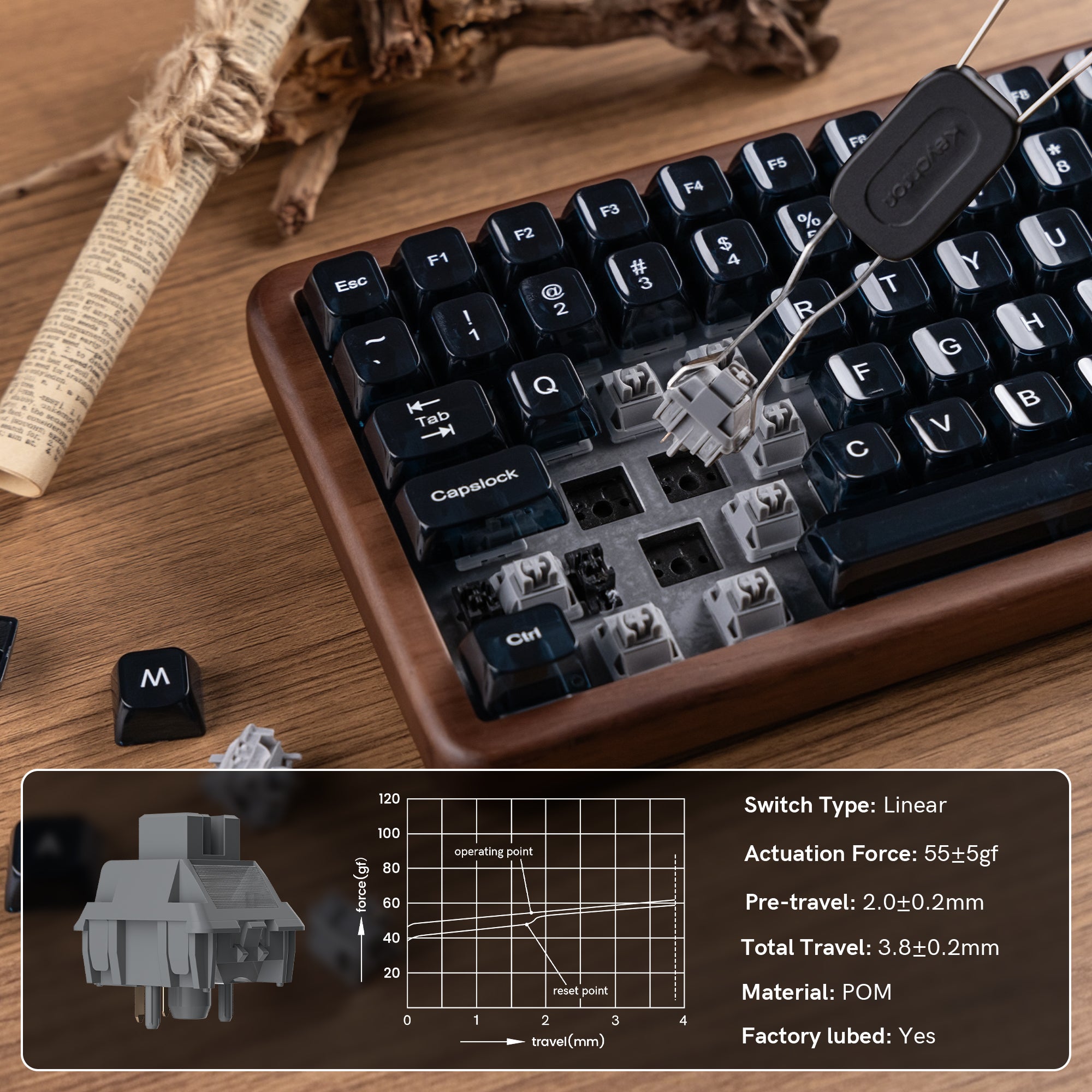 Womier WD99 Full-Size VIA Support Wireless Wooden Keyboard