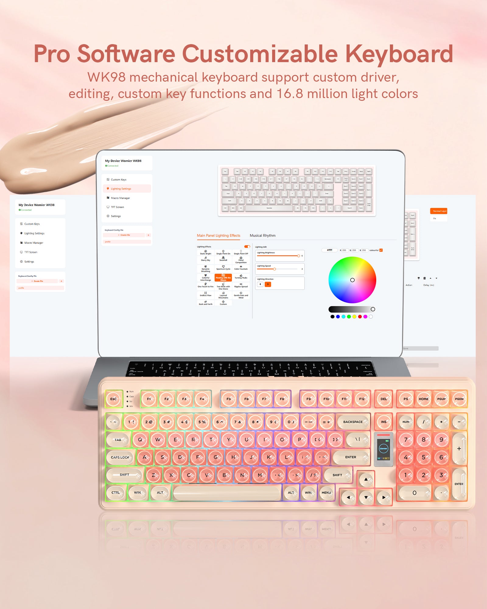 Womier WK98 98% Mechanical Gaming Keyboard With Multimedia Screen