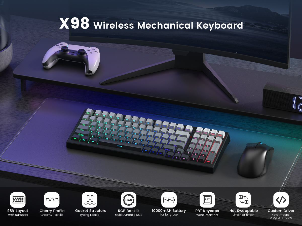Womier X98 Wireless Mechanical Keyboard,RGB Gaming Keyboard with