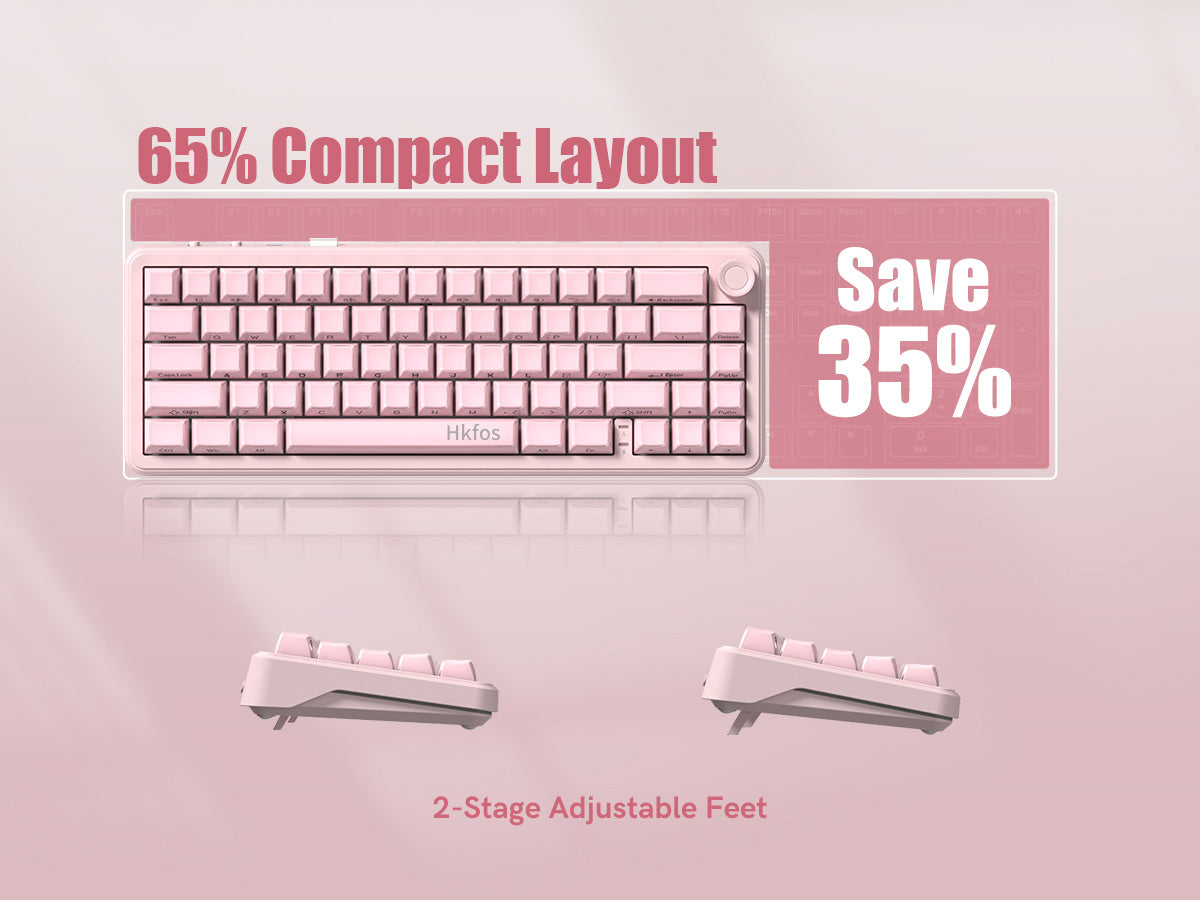 Hkfos L65 65% Gaming Mechanical Keyboard Wireless with Knob