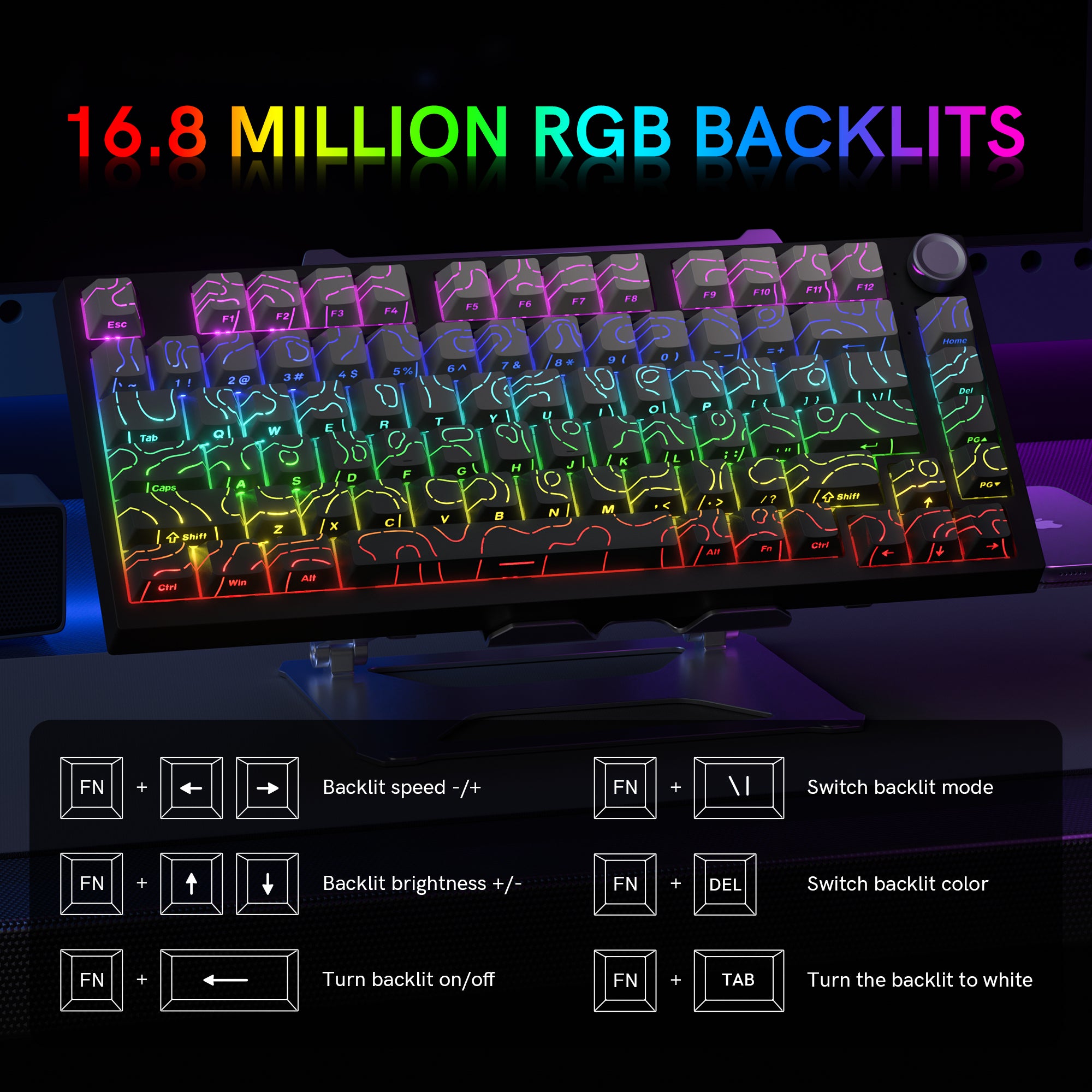 WK75 mini wireless mechanical keyboard RGB custom lighting