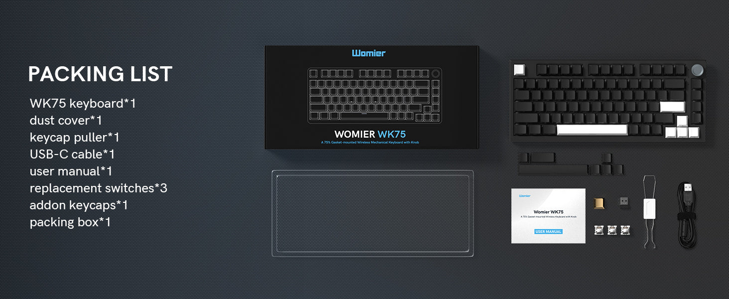WK75 Wireless Mechanical Keyboard Packing List