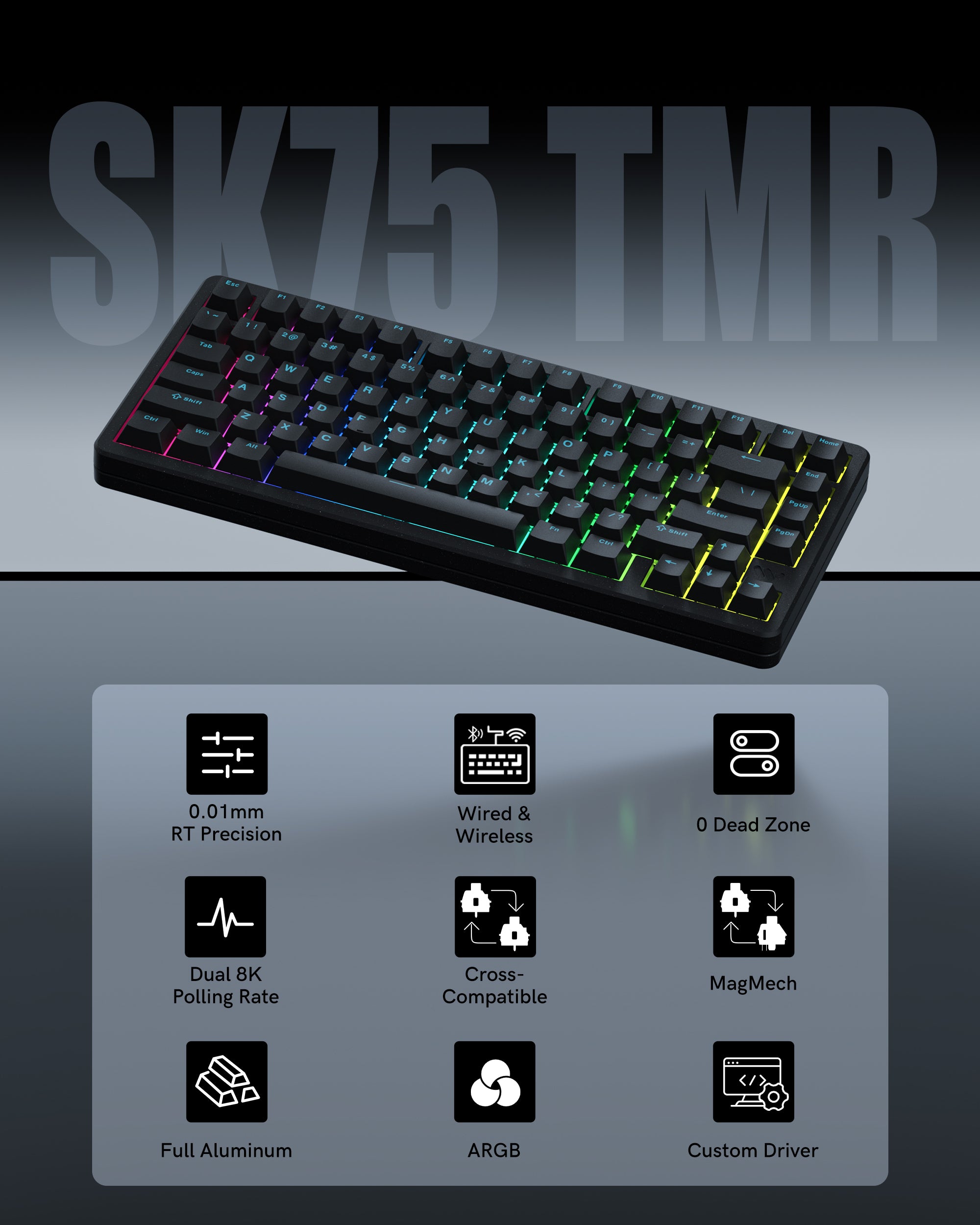 Womier SK75 TMR Wireless Magnetic Switch Aluminum Keyboard - Womier Keyboard