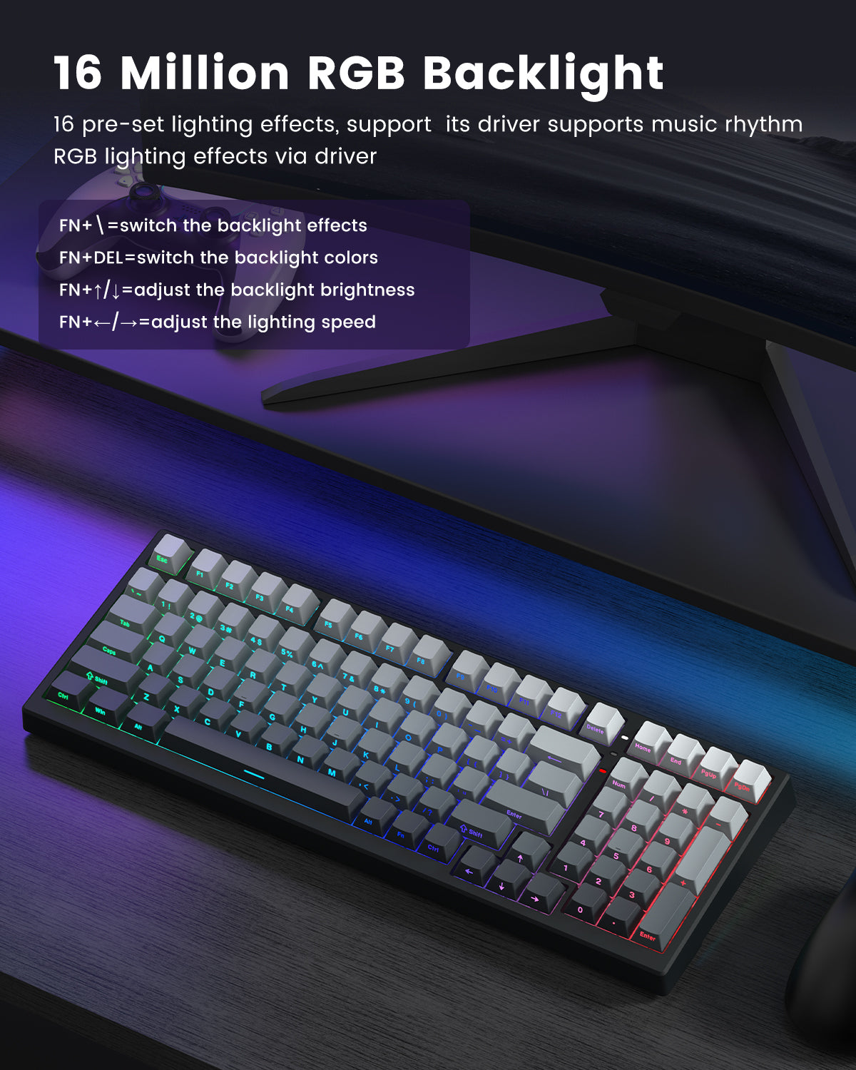 Adjustable RGB modes on Womier X98 mechanical keyboard