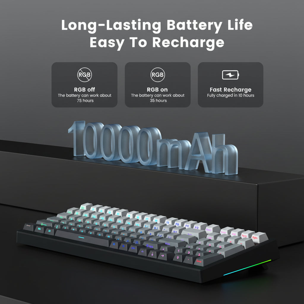 Womier X98 wireless mechanical keyboard, creamy keys, long battery life, perfect for gaming.