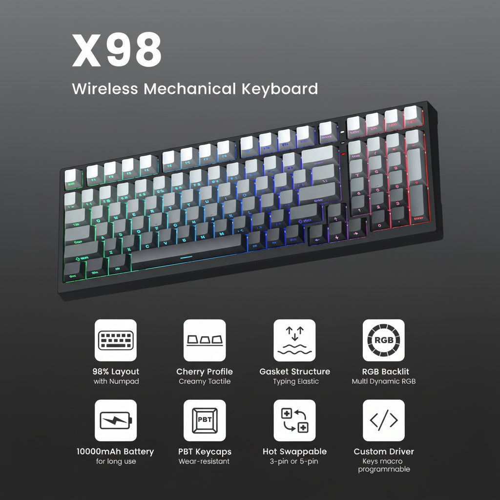 Womier X98 low profile wireless mechanical keyboard