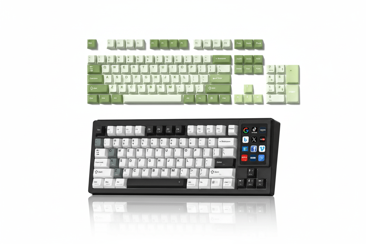 Creator Bundle — Womier DUO87 Keyboard + Cube Jade Cherry PBT Keycaps - Womier Keyboard
