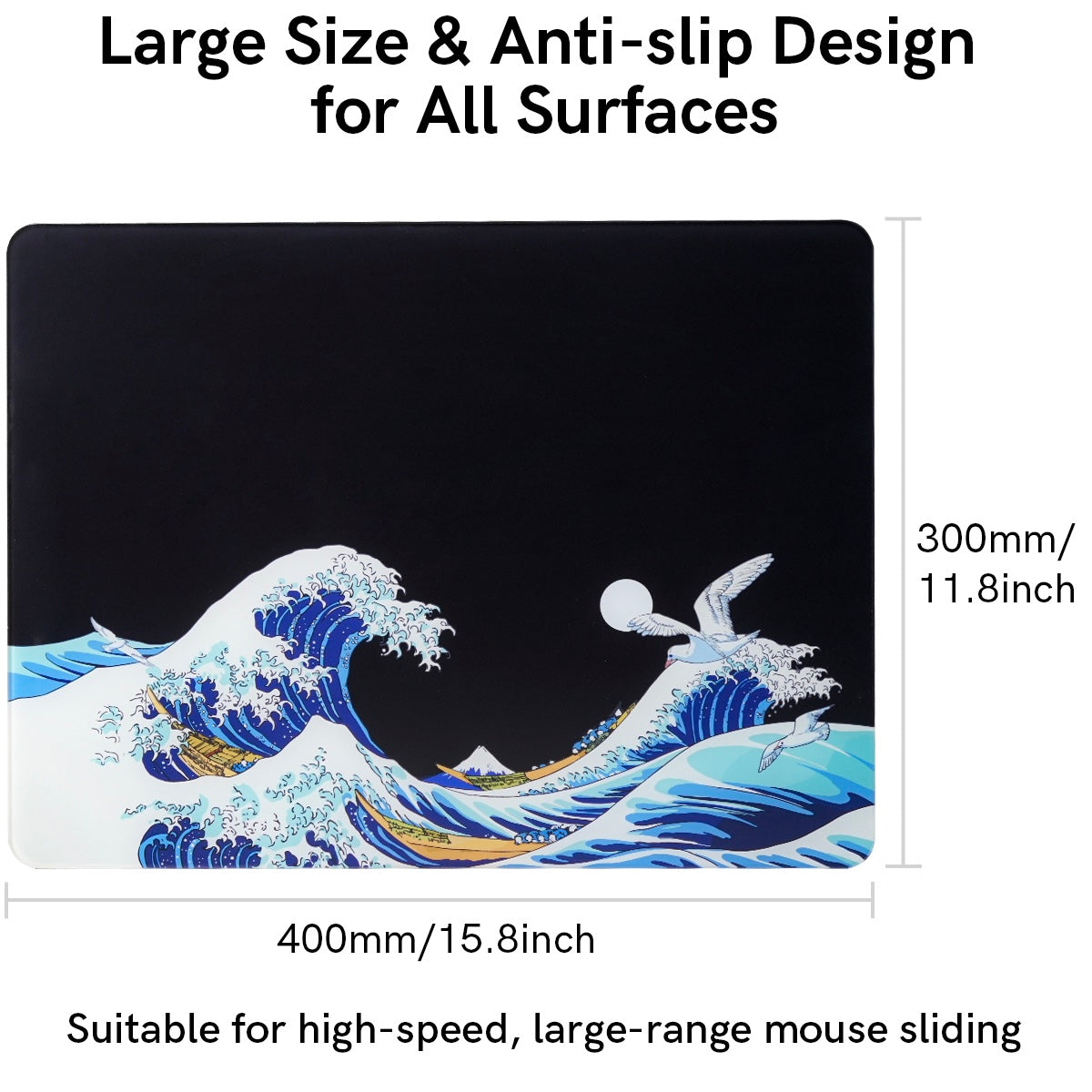 Womier Glass Mouse Pad - Kanagawa - Black Coral Sea