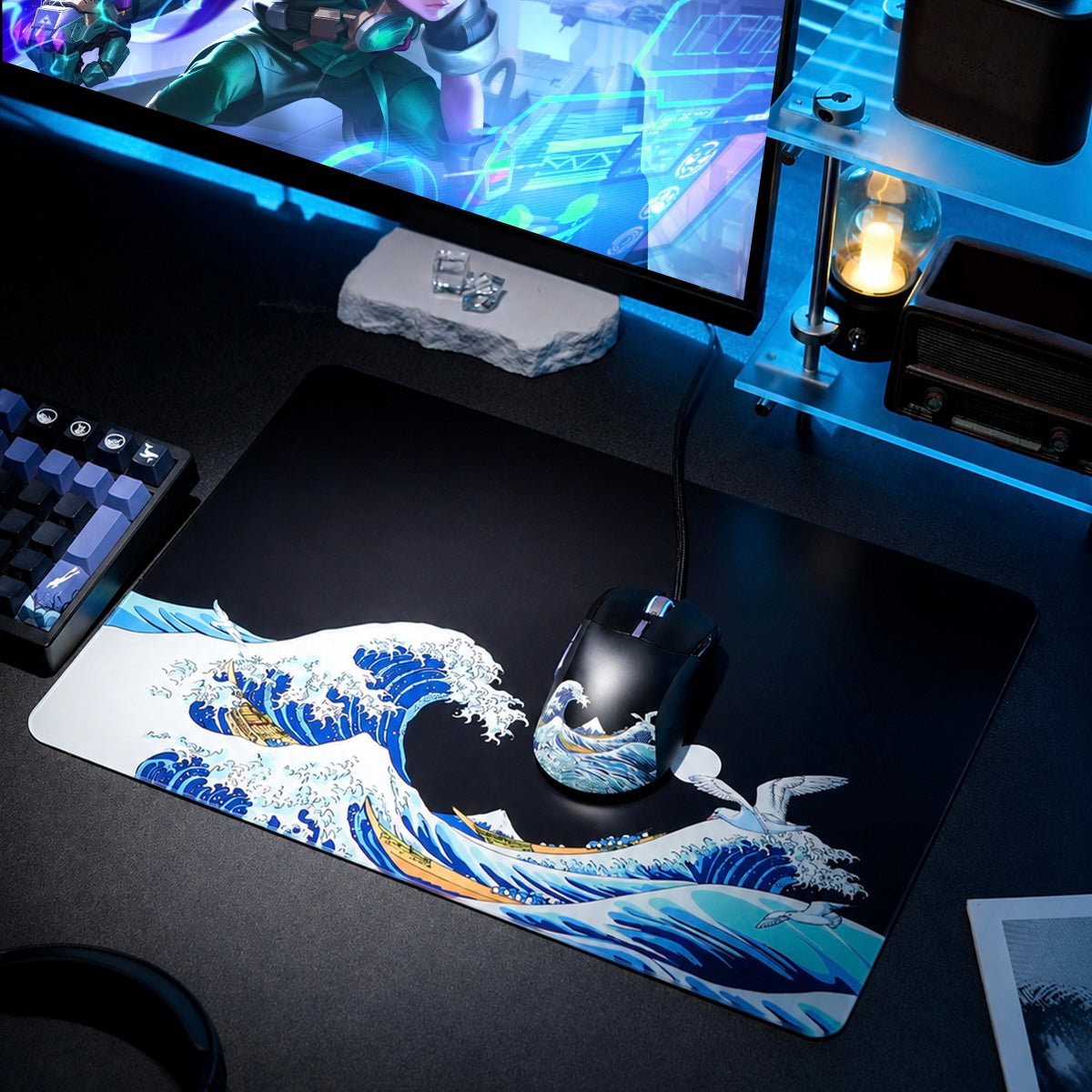 Womier Glass Mouse Pad - Kanagawa - Black Coral Sea