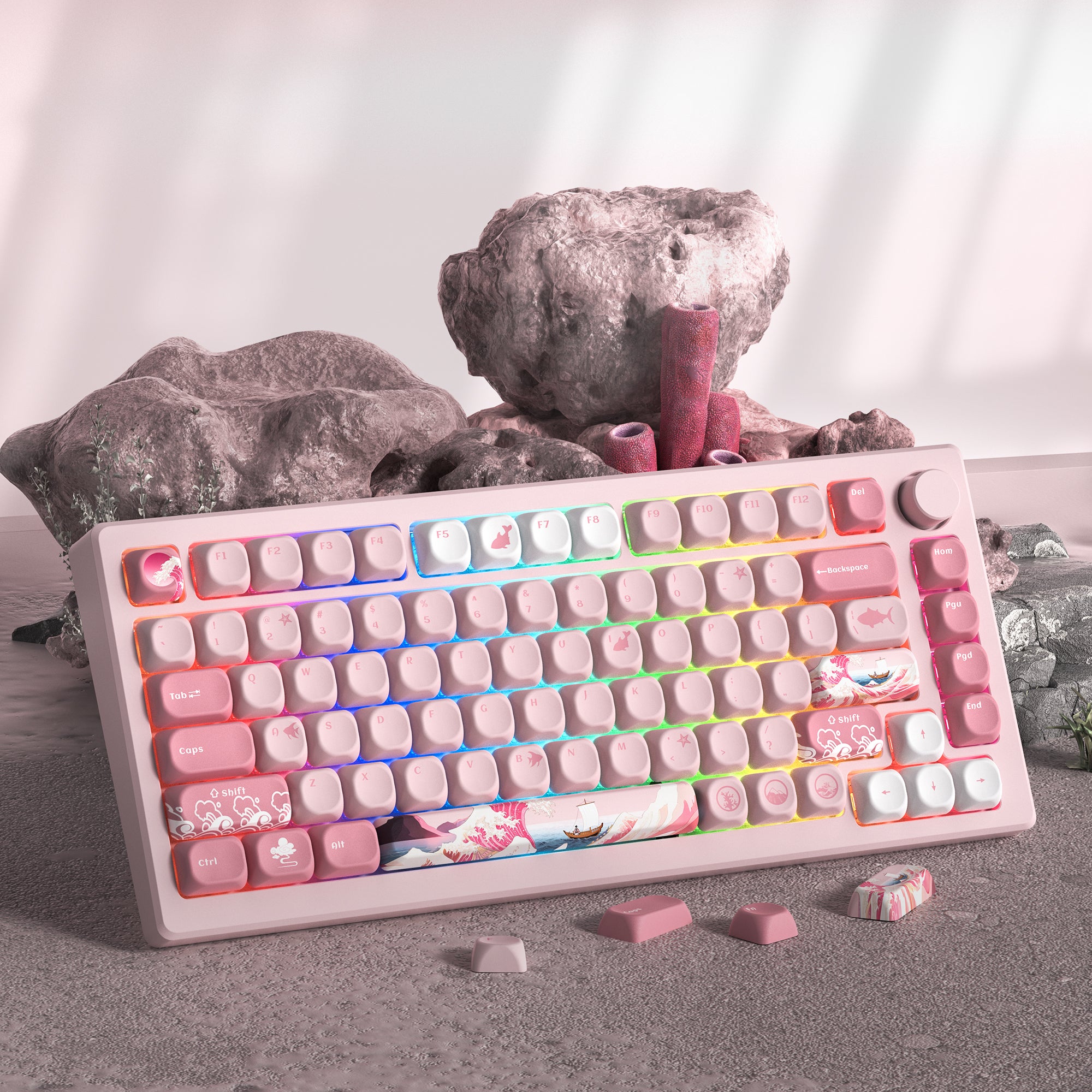 Womier MOA Profile Pink Coral Keycap Set (126-Key)