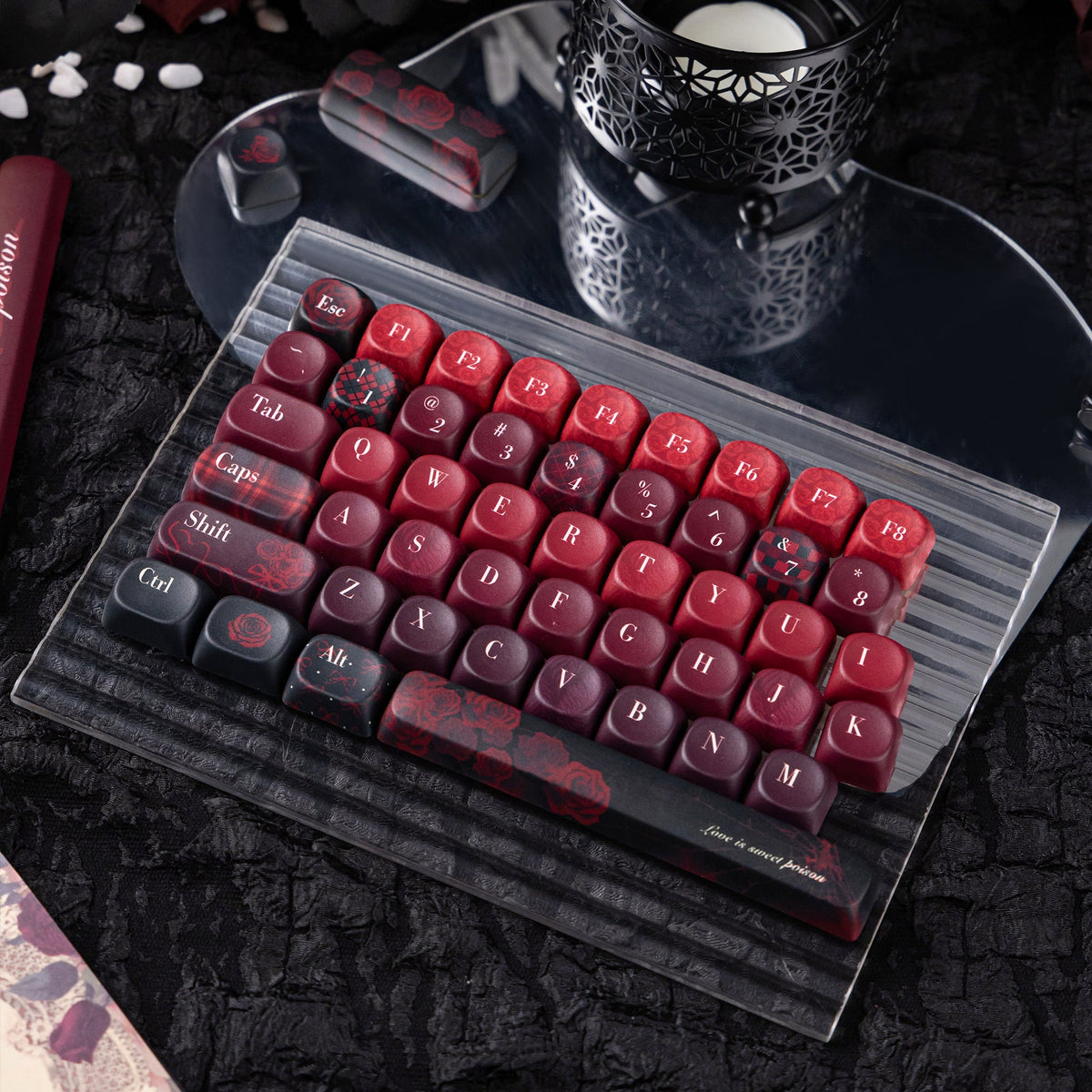 Halloween Bloody Mary Bundle — Womier WD99 Wooden Keyboard + Dark Red Rose Candy MOA PBT Keycaps - Womier Keyboard