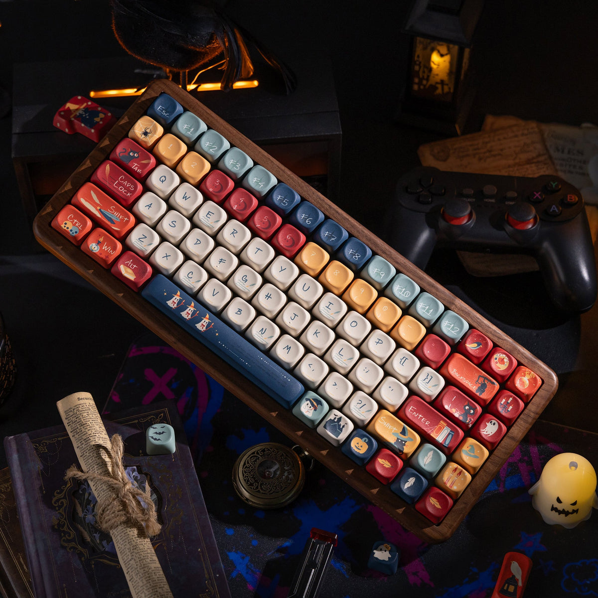 Halloween Haunted Castle Bundle — Womier WD75 HE Keyboard + William Castle MOA PBT Keycaps + Red Graffiti Glass Mouse Pad - Womier Keyboard
