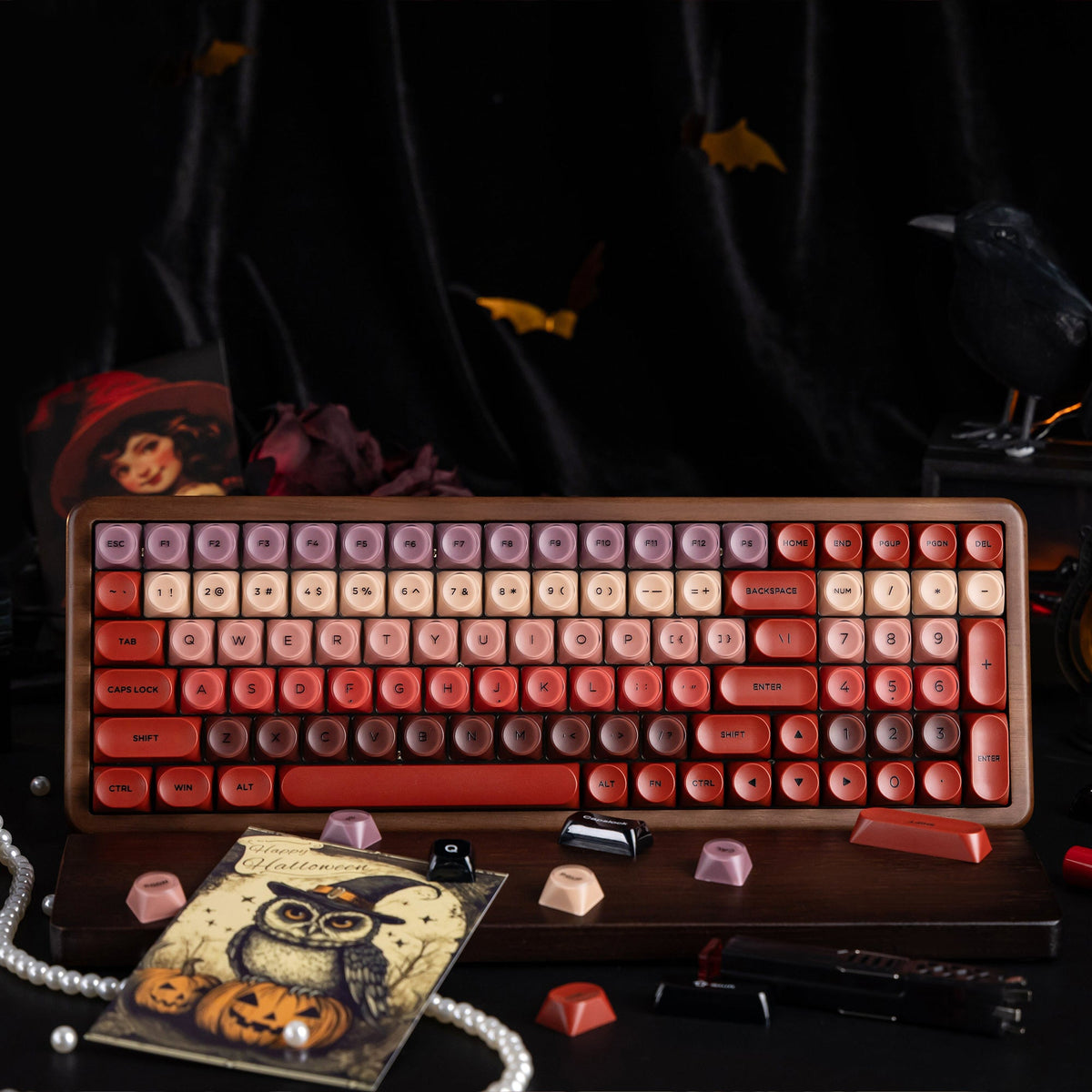 Halloween Lipstick Vintage Bundle — Womier WD99 Keyboard + Womier Lipstick 132-Key MOA Profile Translucent - Womier Keyboard