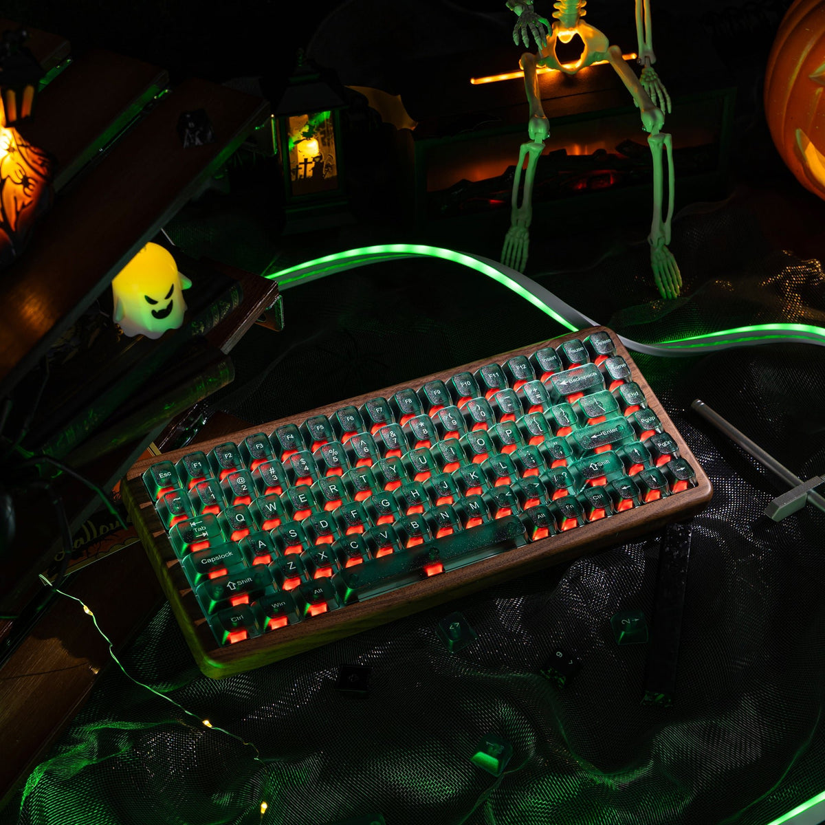 Halloween Toxic Mist Bundle — Womier WD75 HE Keyboard + Gradient Green Translucent MDA Backlit Keycaps - Womier Keyboard