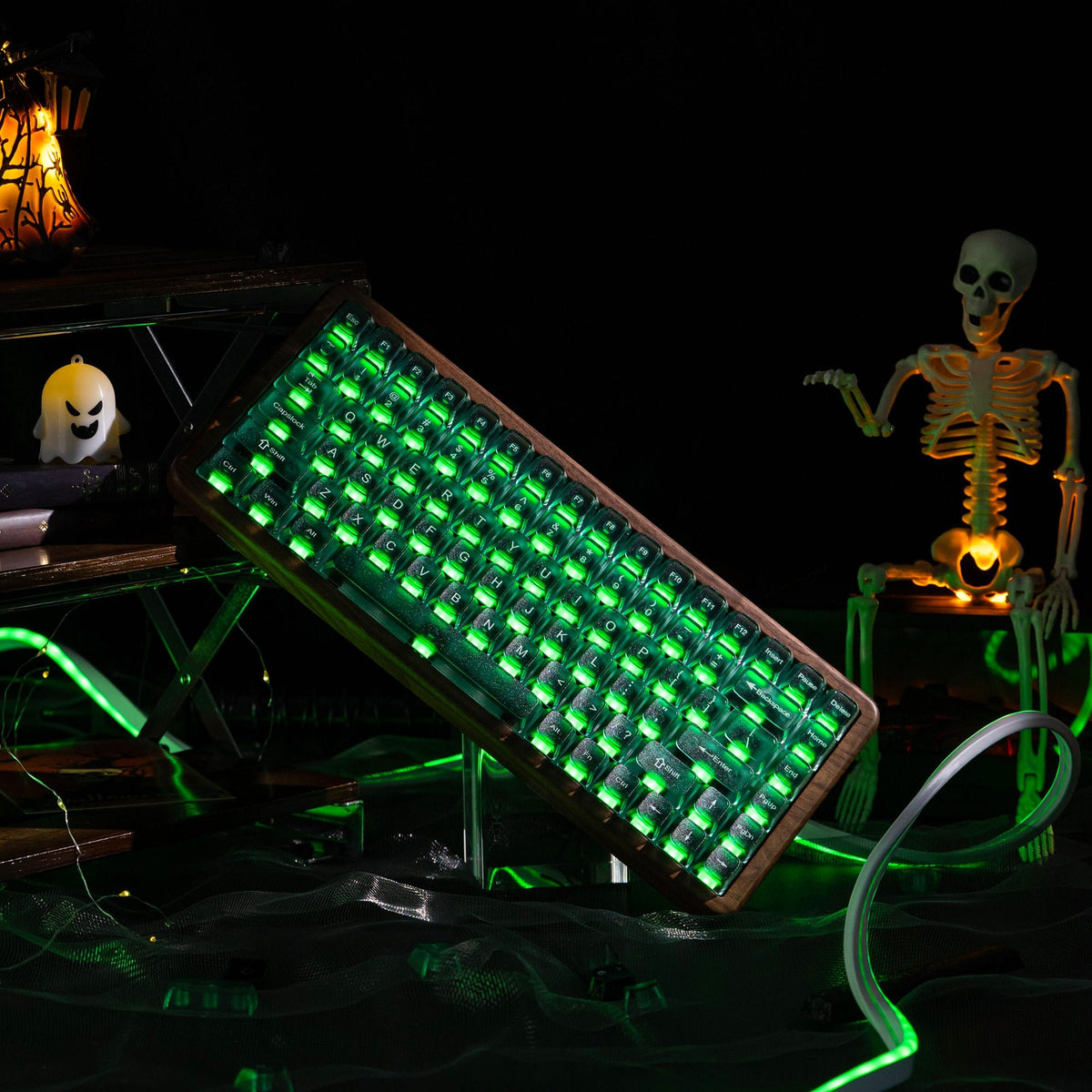 Halloween Toxic Mist Bundle — Womier WD75 HE Keyboard + Gradient Green Translucent MDA Backlit Keycaps - Womier Keyboard