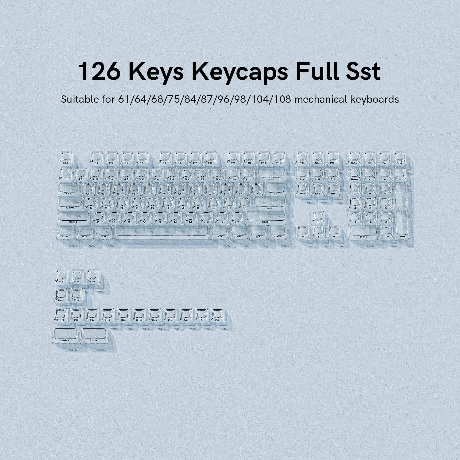 Ice Cube Clear Keycaps - Crystal Ice Keycaps Set for Mechanical Keyboard - Womier Keyboard