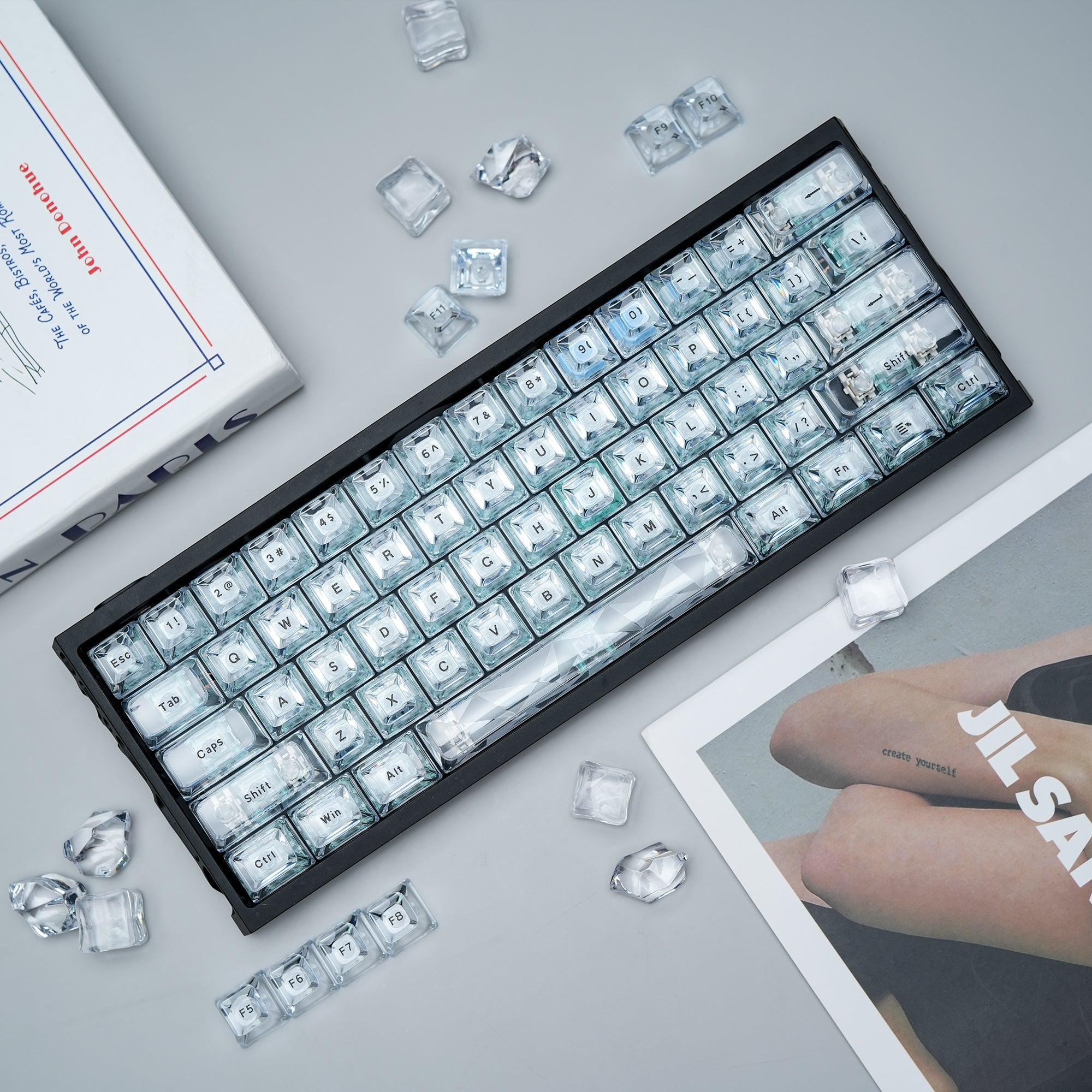 Ice Cube Clear Keycaps - Crystal Ice Keycaps Set for Mechanical Keyboard - Womier Keyboard
