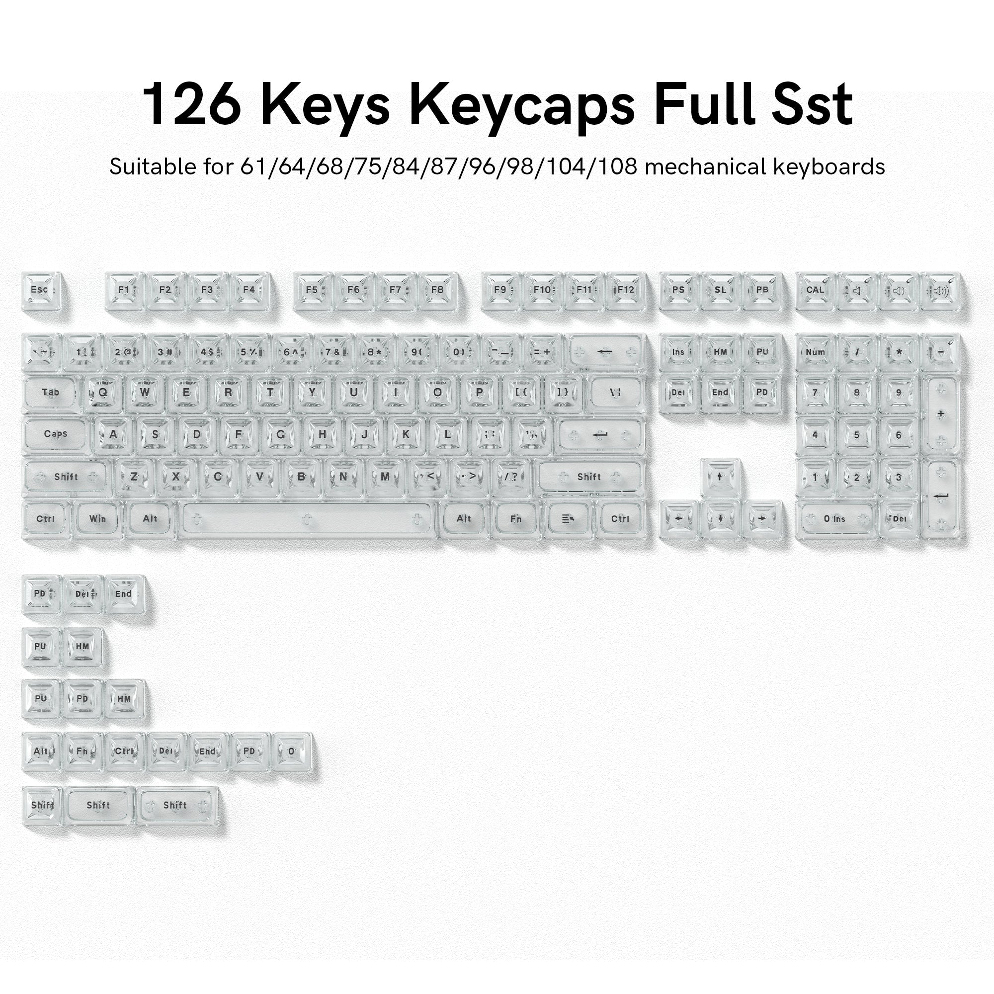 Ice Cube Clear Keycaps - Crystal Ice Keycaps Set for Mechanical Keyboard - Womier Keyboard