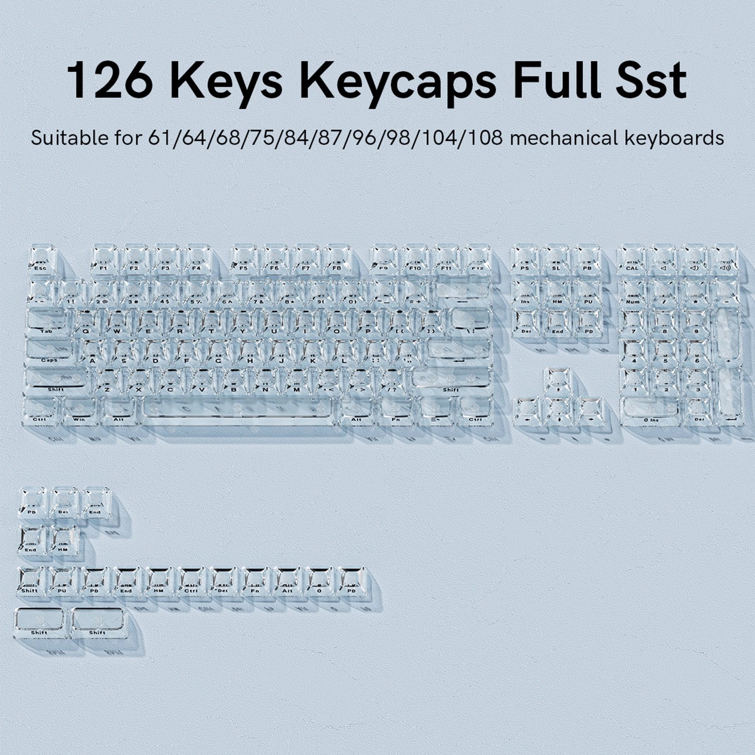 Ice Cube Clear Keycaps - Crystal Ice Keycaps Set for Mechanical Keyboard - Womier Keyboard