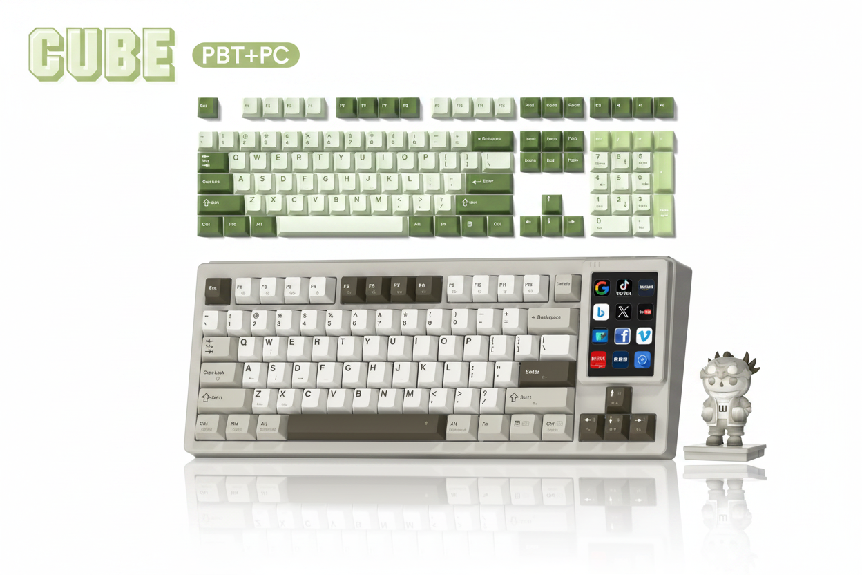 Creator Bundle — DUO87 Oatmeal Latte + Cube Jade Keycaps