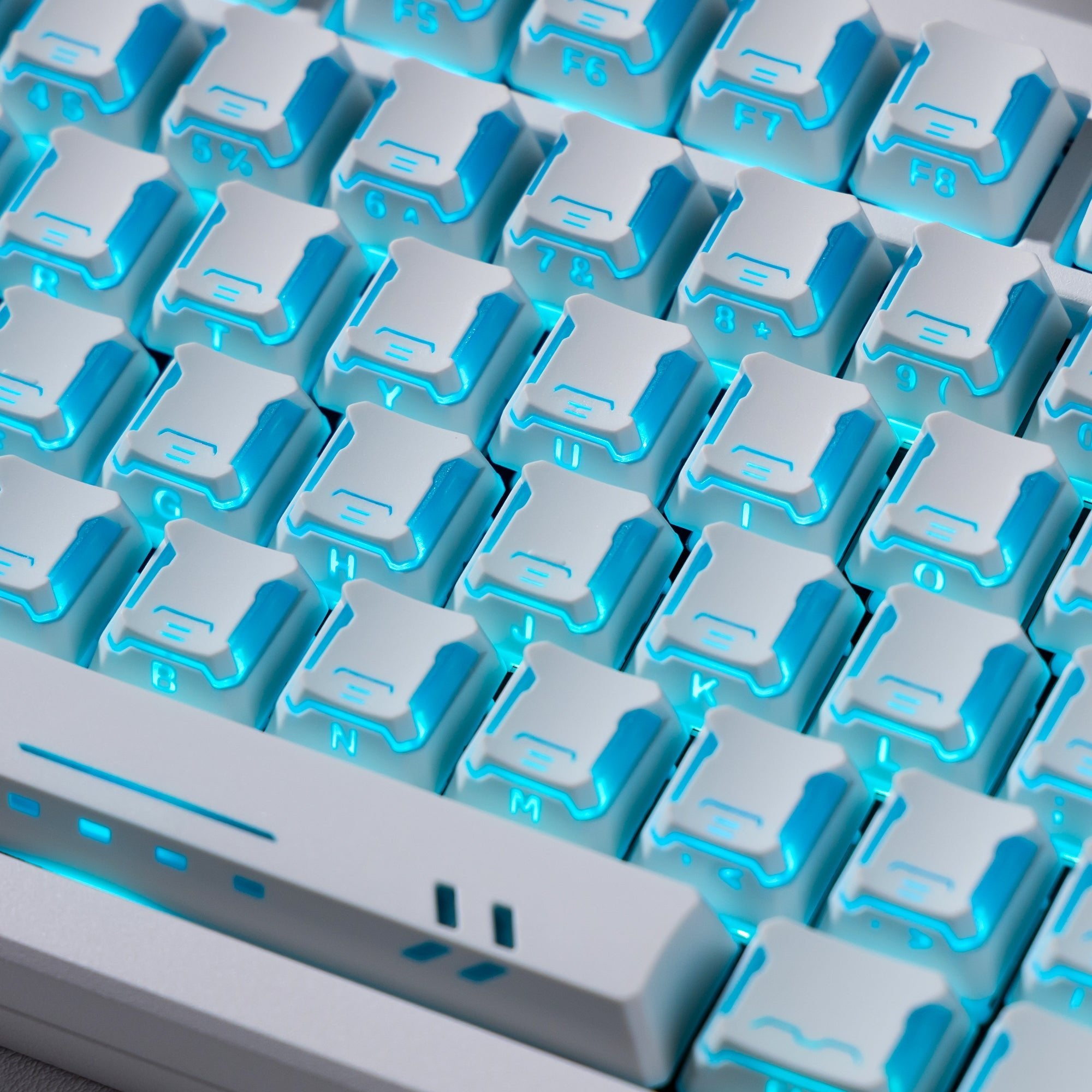 Performance Bundle-SK75 TMR White Keyboard+TStar Prism White-Blue Keycaps - Womier Keyboard