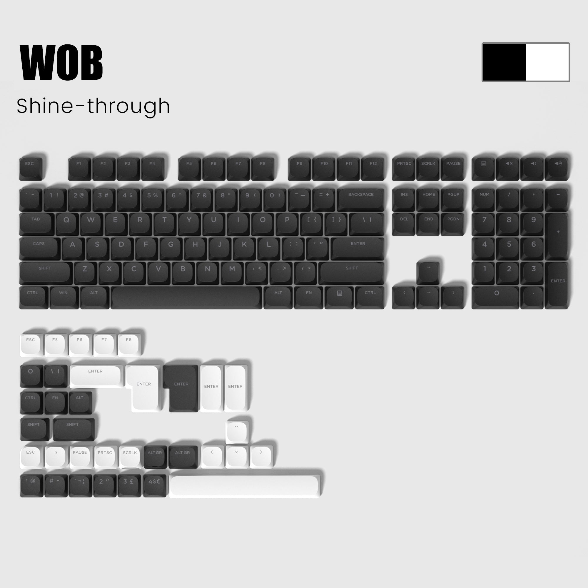 Skyline R2 Low Profile PBT Double - shot Keycap (9 Colors) - Womier Keyboard