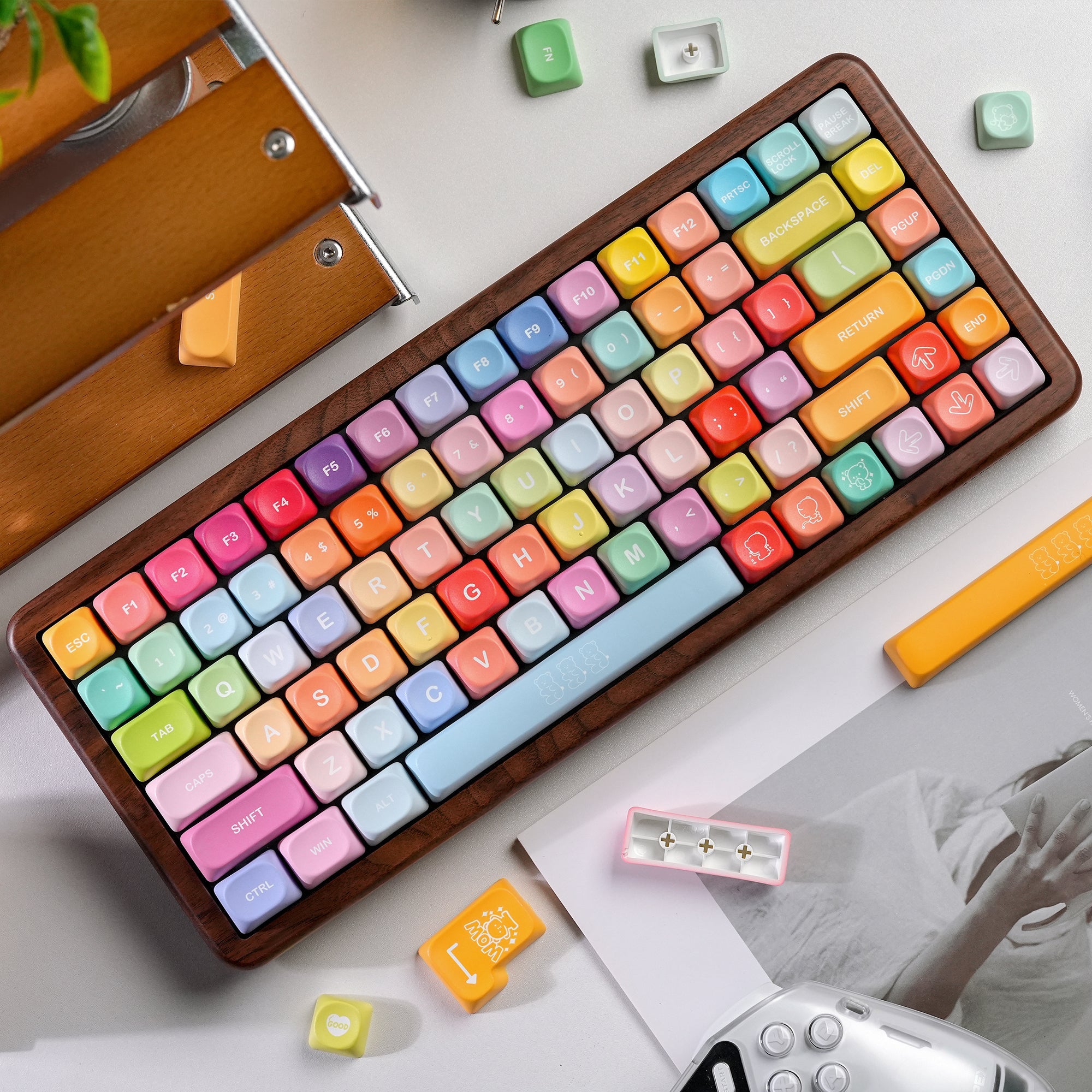Study Aesthetic Bundle — Womier WD75 V2 Wooden Keyboard + Candy MOA Keycaps - Womier Keyboard