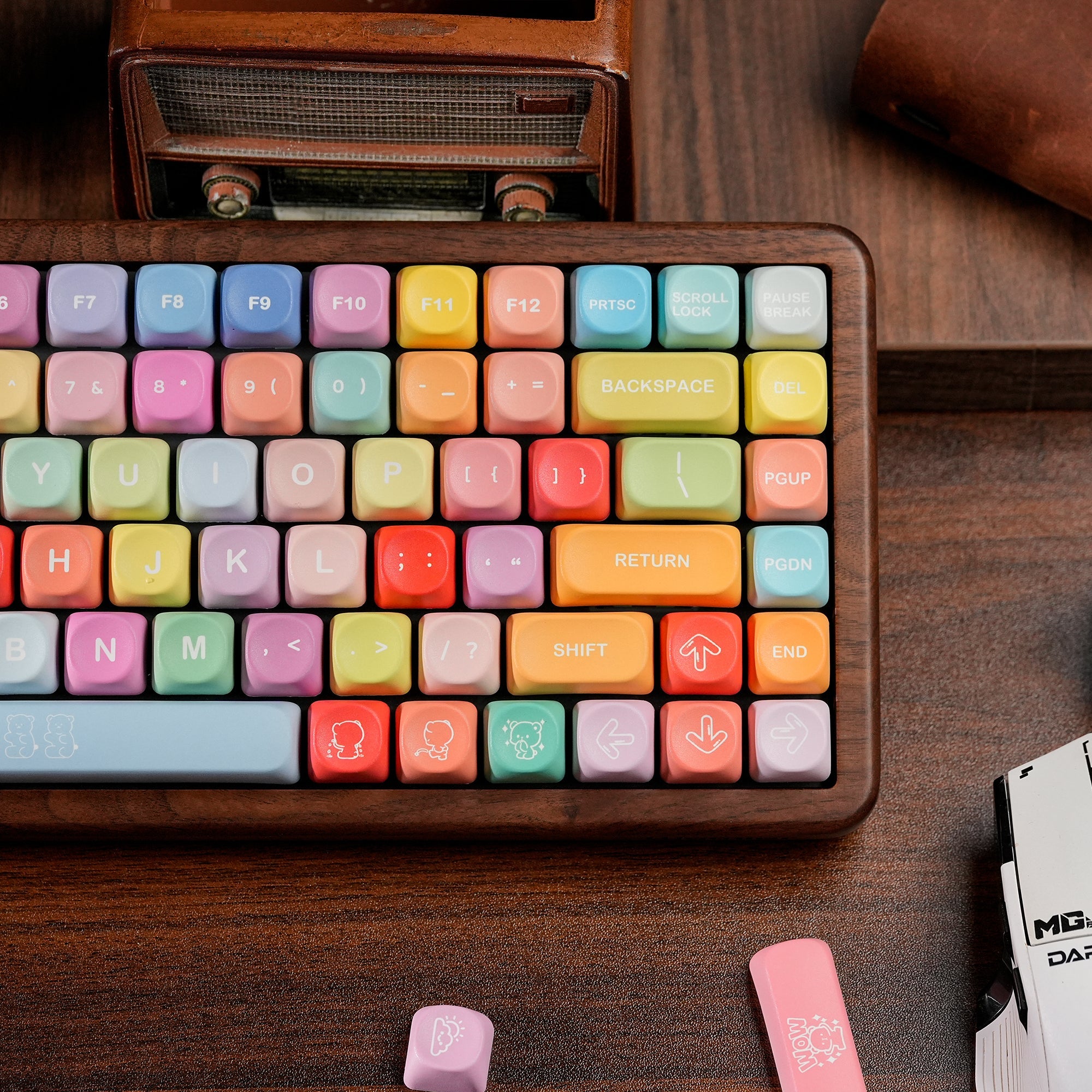Study Aesthetic Bundle — Womier WD75 V2 Wooden Keyboard + Candy MOA Keycaps - Womier Keyboard