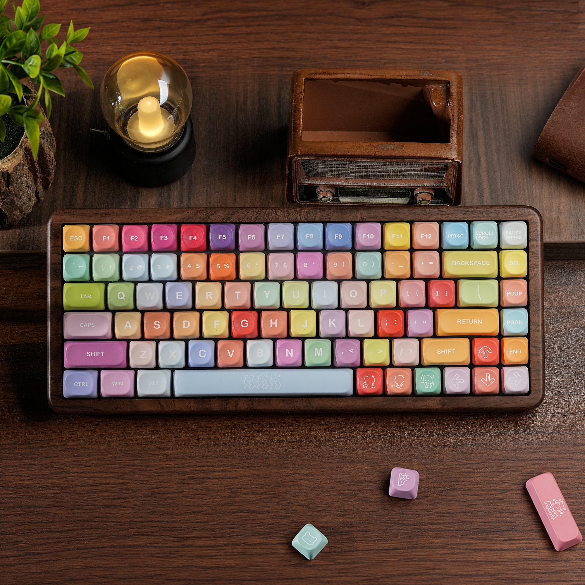 Study Aesthetic Bundle — Womier WD75 V2 Wooden Keyboard + Candy MOA Keycaps - Womier Keyboard