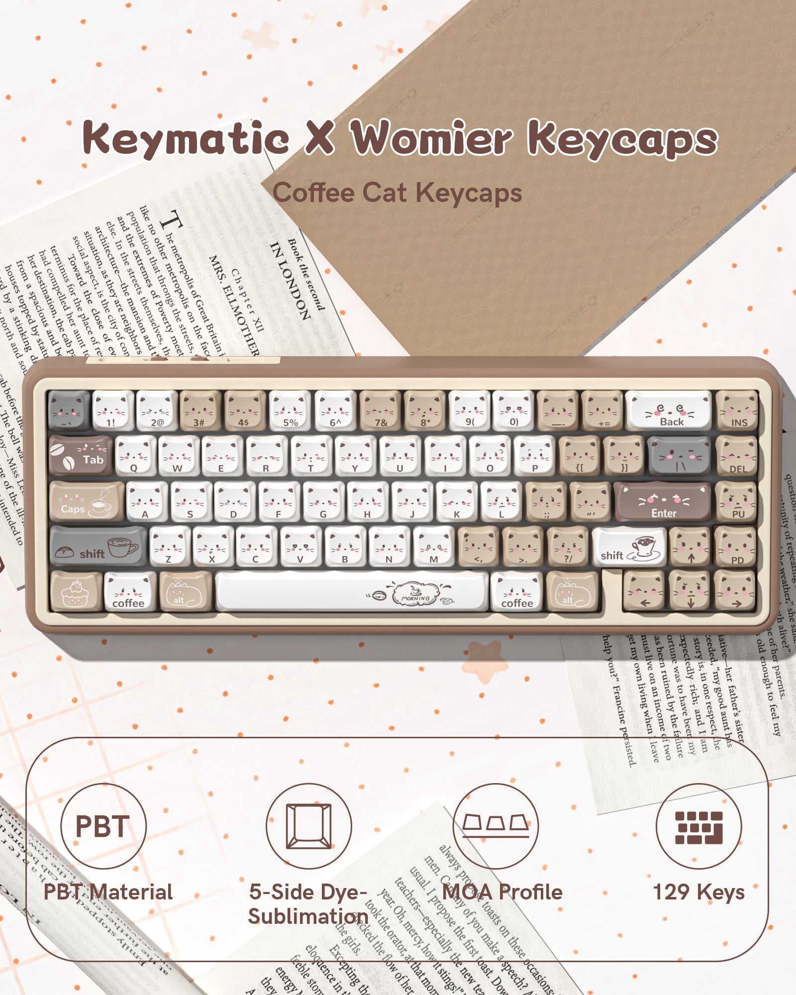 Womier Blushed Animals MAO Profile Dye-Sub PBT Keycap Set (5 Colorways) - Womier Keyboard