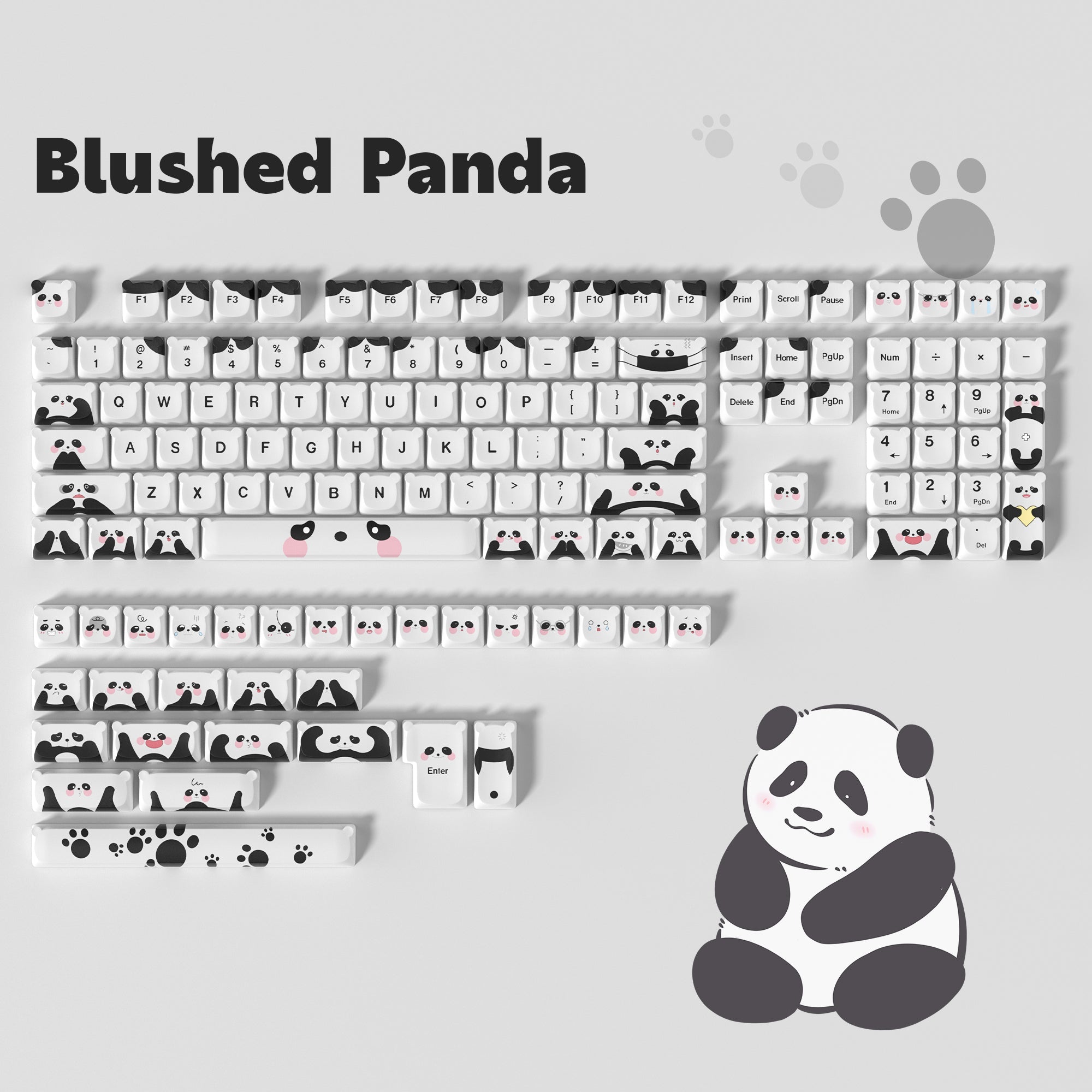 Womier Blushed Panda MAO Profile Dye - Sub PBT Keycap Set (137 - Key ) - Womier Keyboard