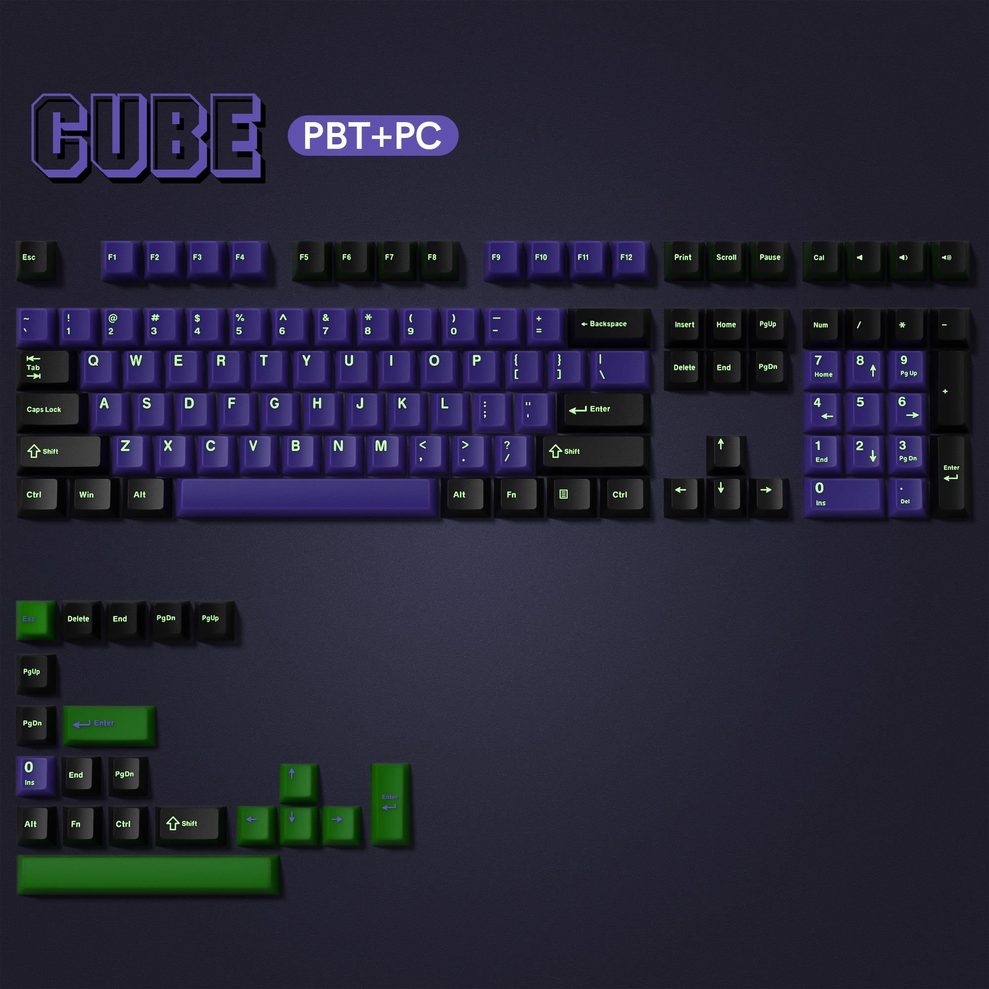 Womier Cube Jade Double - Shot Cherry Profile PBT Keycap Set - Womier Keyboard