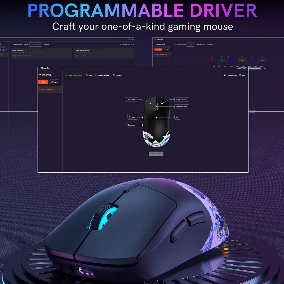 Womier G57 Coral Sea Theme Wireless Gaming Mouse - Womier Keyboard