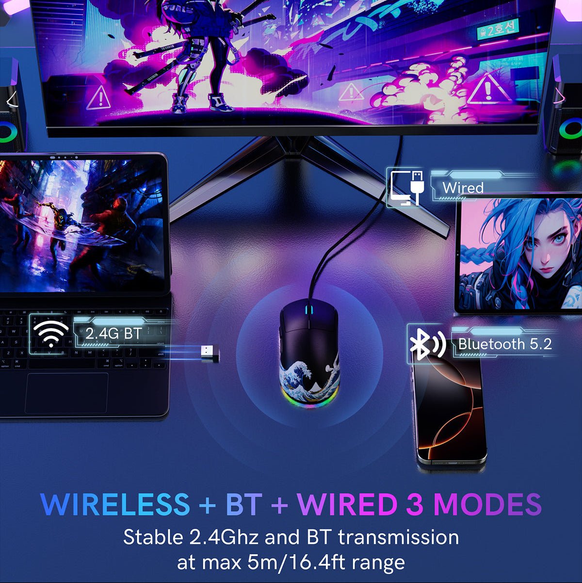 Womier G57 Coral Sea Theme Wireless Gaming Mouse - Womier Keyboard