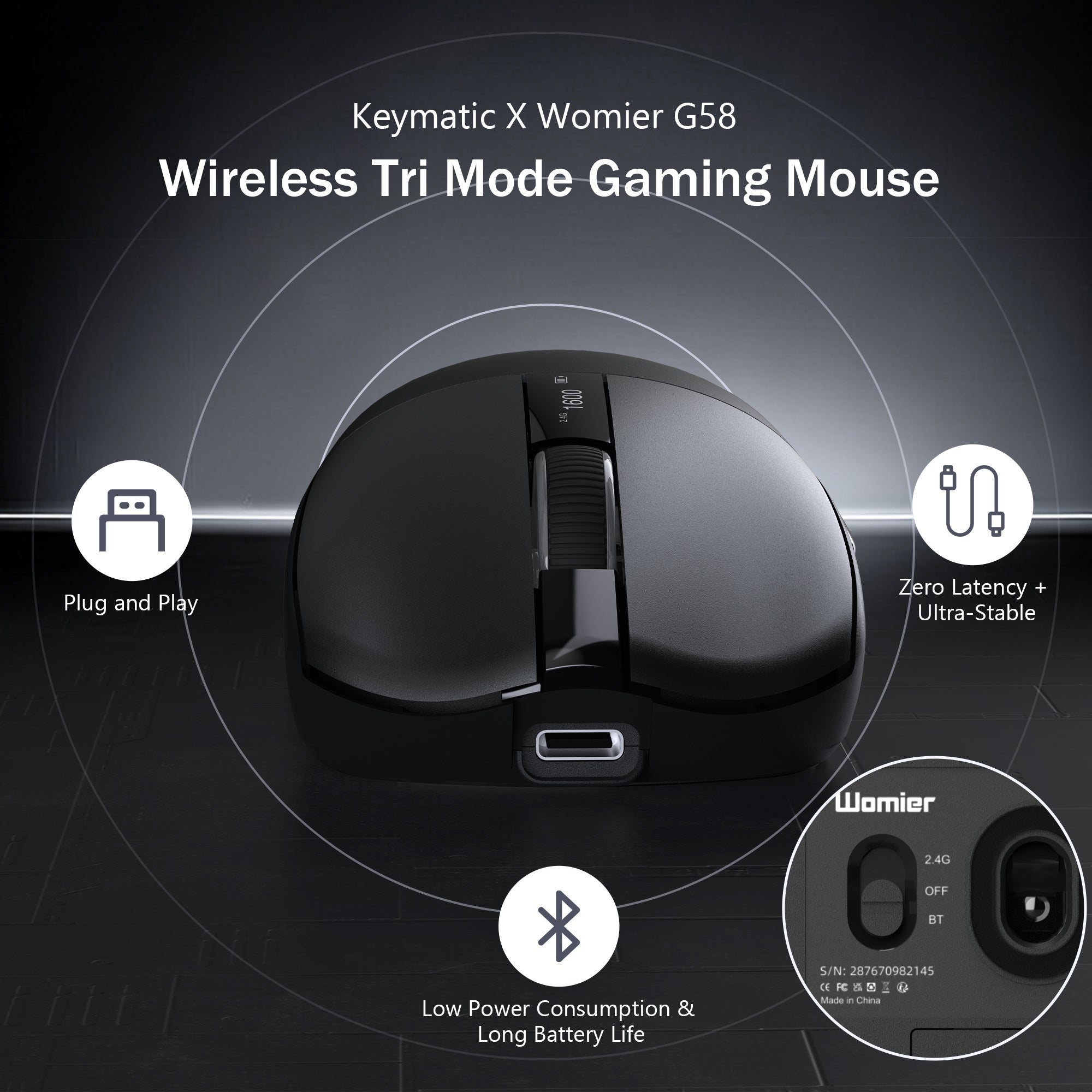 Womier G58 Wireless Tri Mode Gaming Mouse - Womier Keyboard