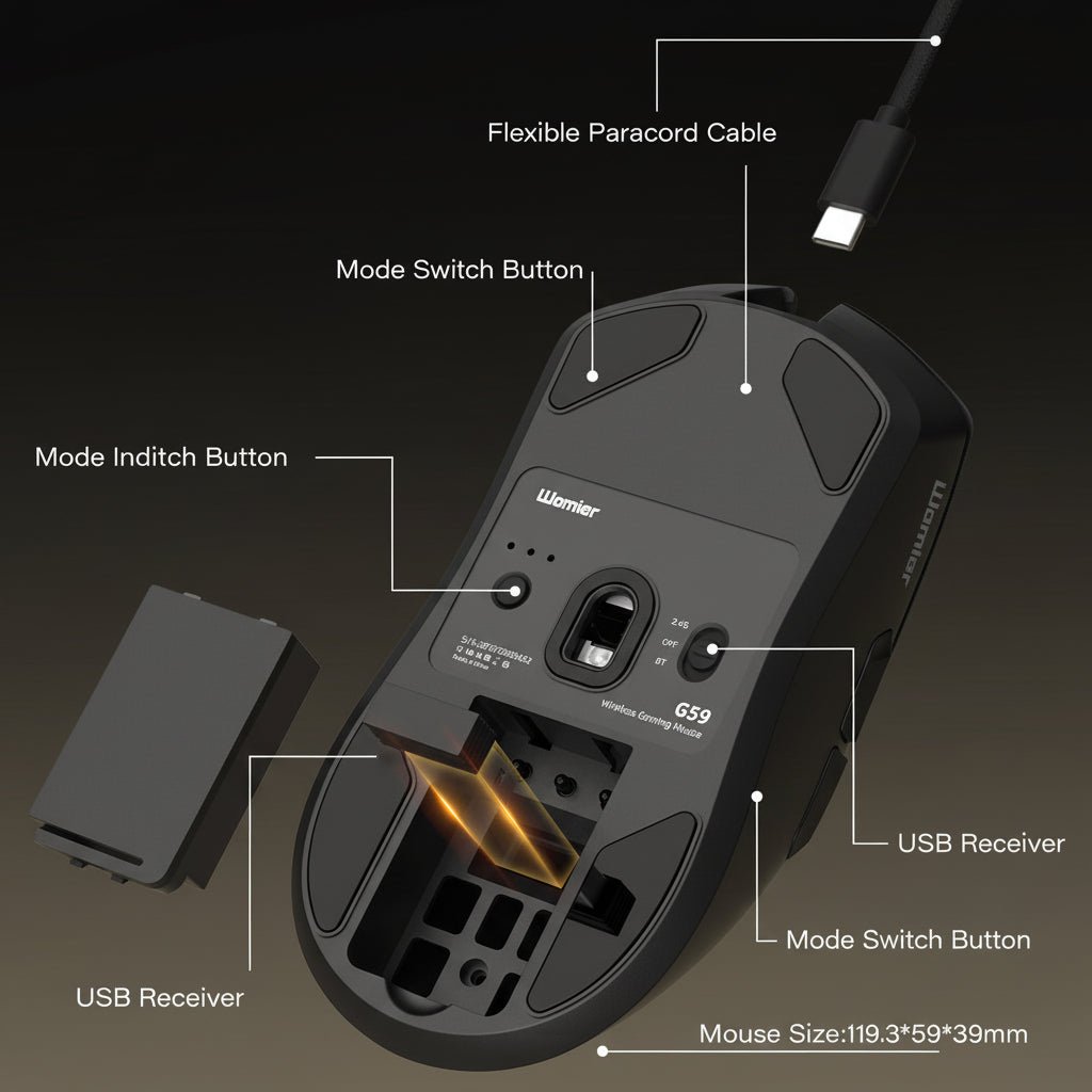 Womier G59 Tri - Mode Wireless Gaming Mouse With Programmable Buttons - Womier Keyboard