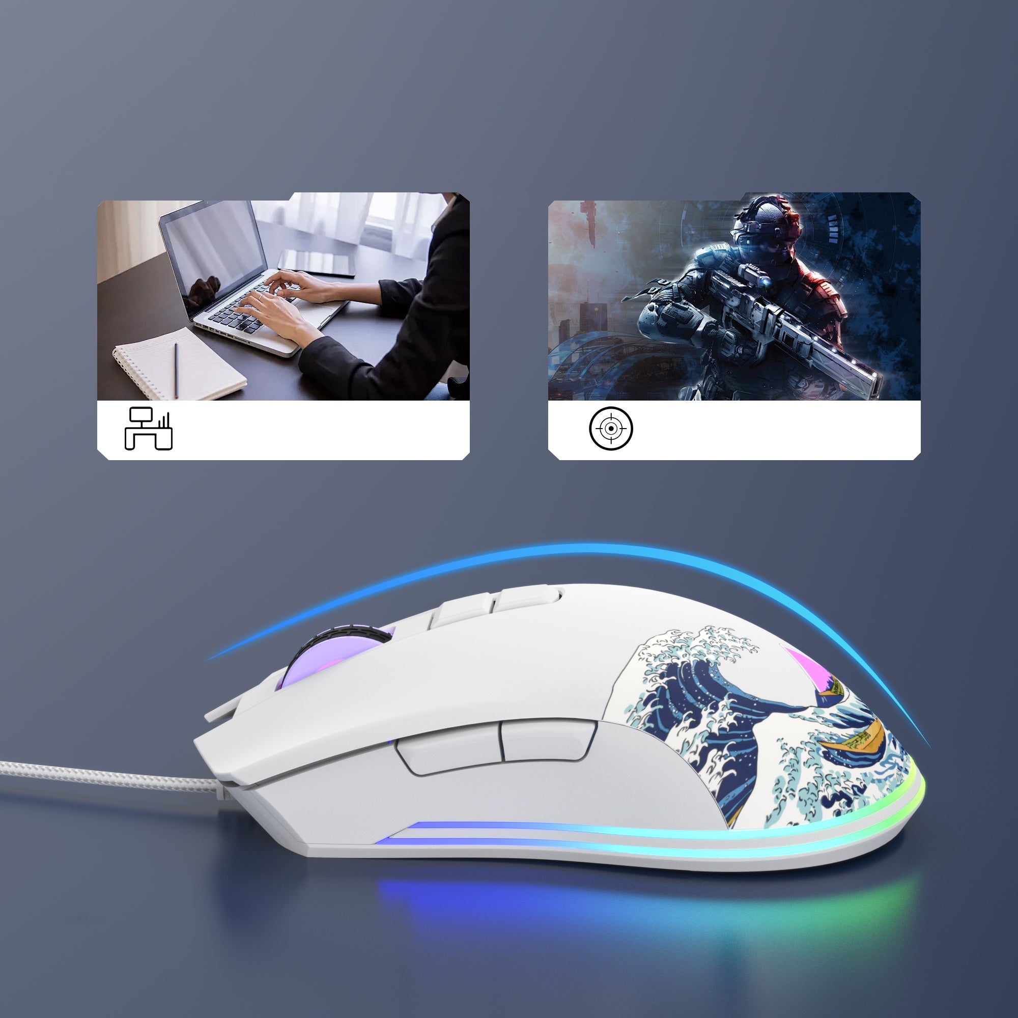 Womier G705 Kanagawa Themed Gaming Mouse (Wired) - Womier Keyboard