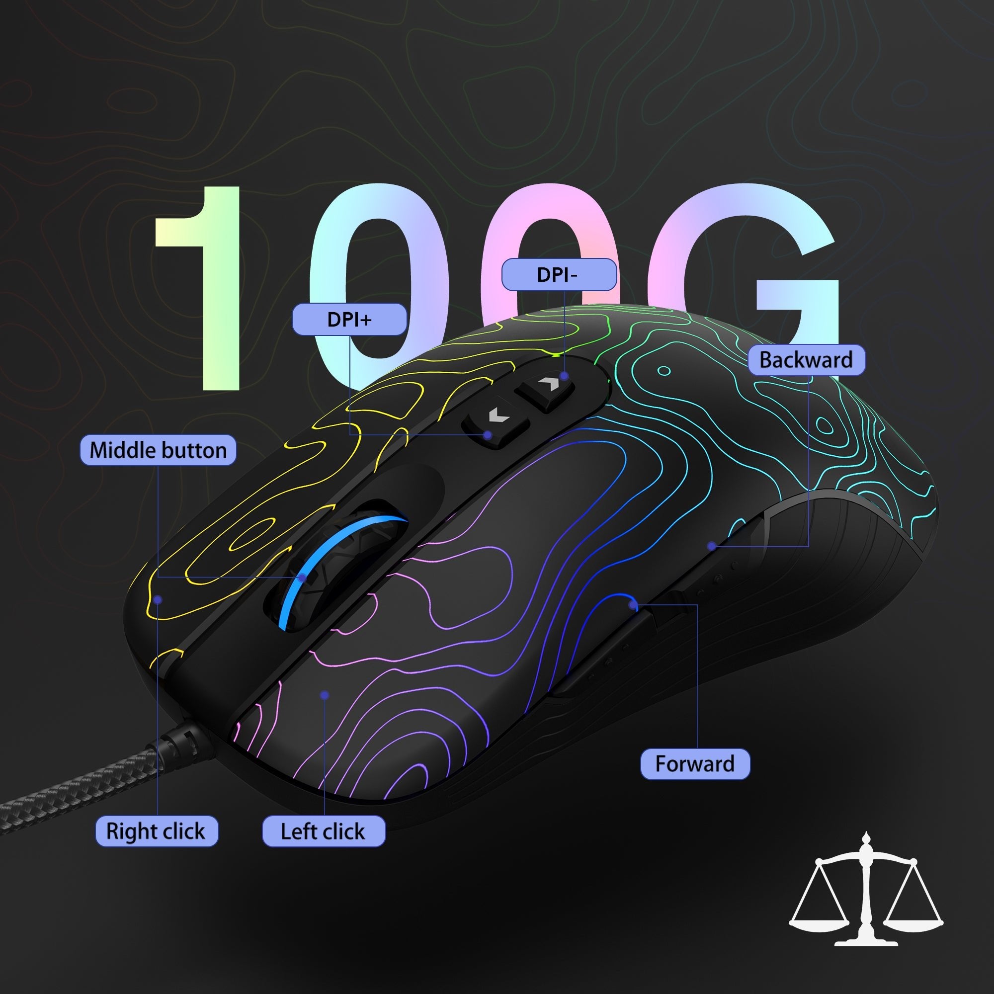 Womier G706 Black Wired Gaming Mouse - Womier Keyboard