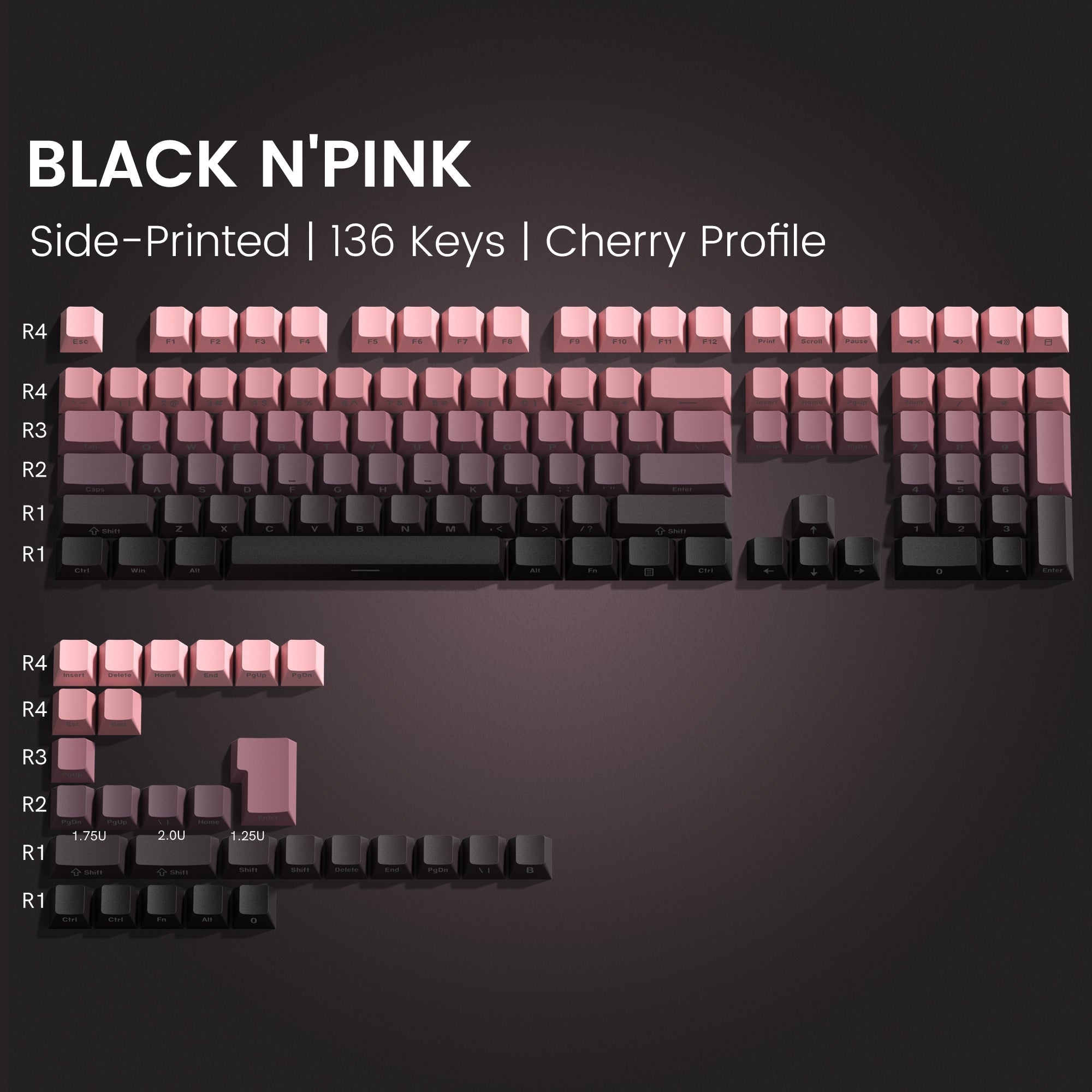Womier Gradient Series 136 - Key Shine - Through Cherry Profile Double - Shot PBT Keycap - Womier Keyboard