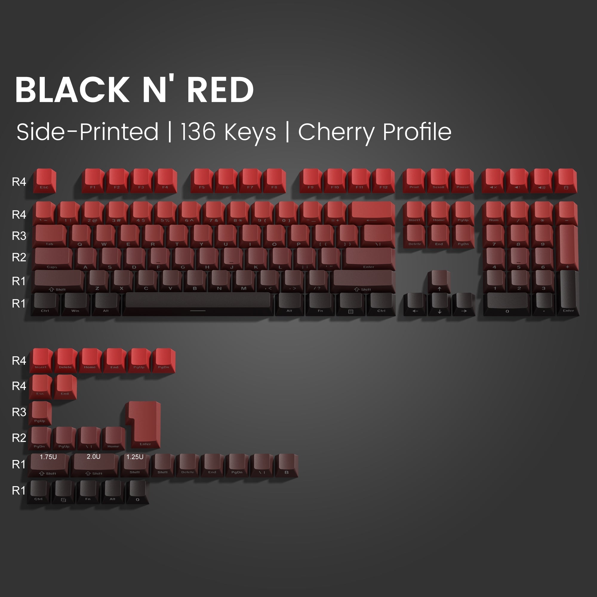 Womier Gradient Series 136 - Key Shine - Through Cherry Profile Double - Shot PBT Keycap - Womier Keyboard