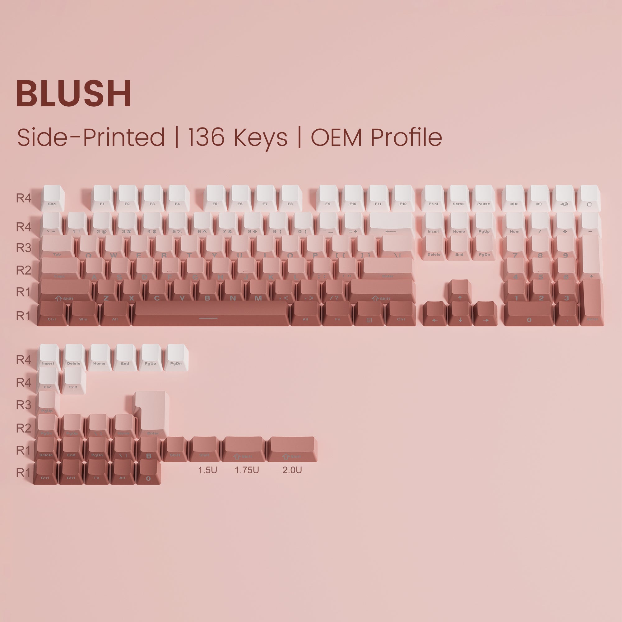 Womier Gradient Series 136 - Key Side - Printed OEM Profile Keycap (6 Colors) - Womier Keyboard